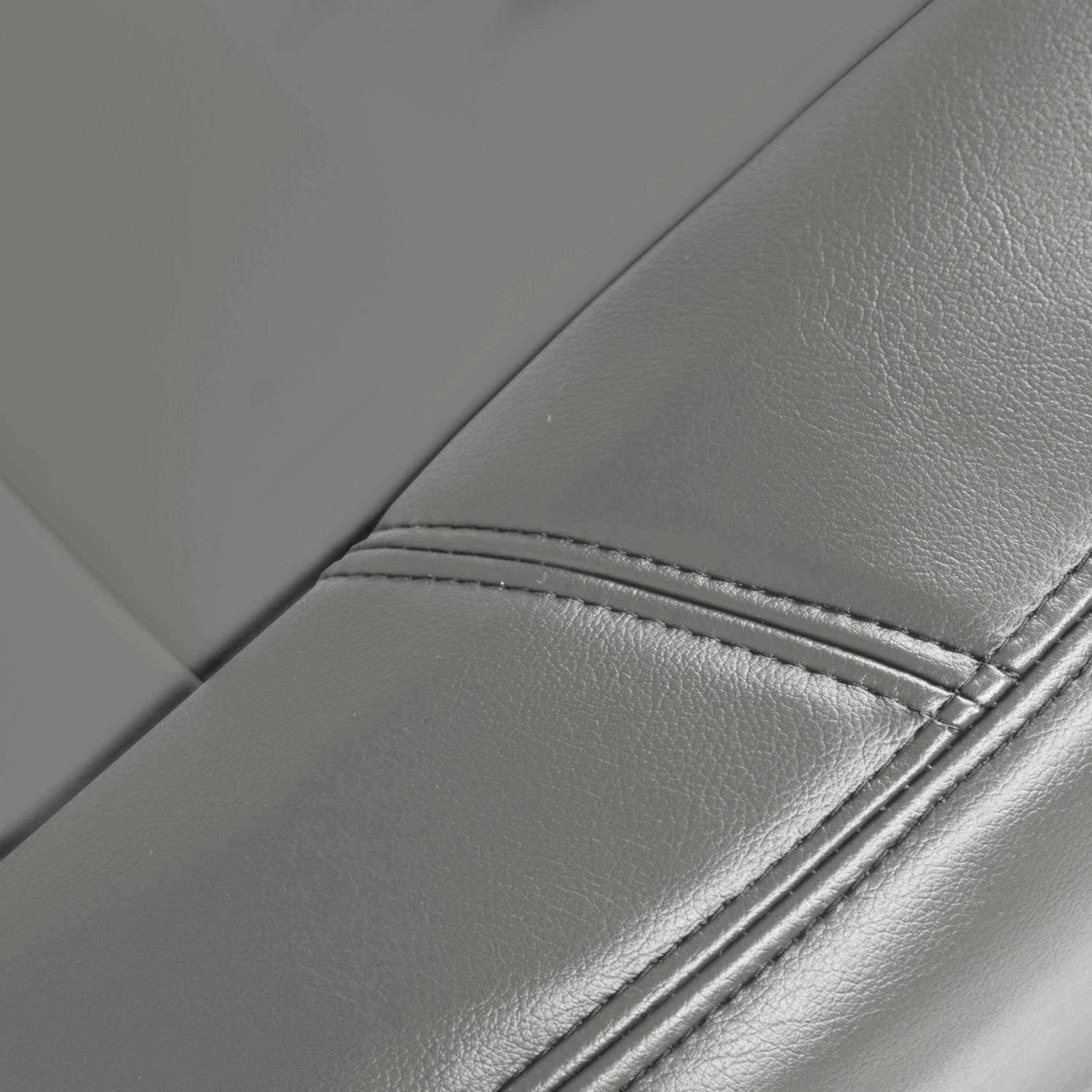 Coverking Custom Fit Front 50/50 Bucket Seat Cover for Jeep Wrangler JK & JL (2007-2023) - Premium Leatherette Solid Light Gray - Waterproof & Durable Protection for Off-Road Adventures & Daily Commute