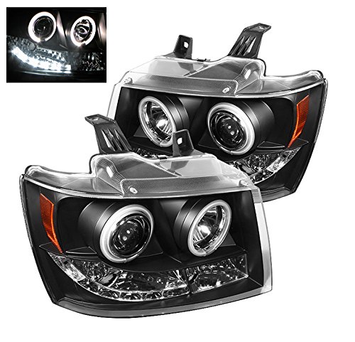 CCFL Halo LED Projector Headlights - Black for 2007-2013 Chevy Avalanche, Suburban, Tahoe | High-Performance Lighting Upgrade for Night Driving & Off-Road Adventures