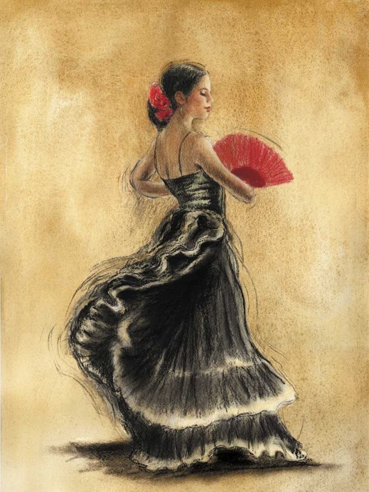 Flamenco Dancer II Fine Art Print - Rolled Canvas Wall Decor 23x17 Inches - Perfect for Living Room, Bedroom & Office Decor