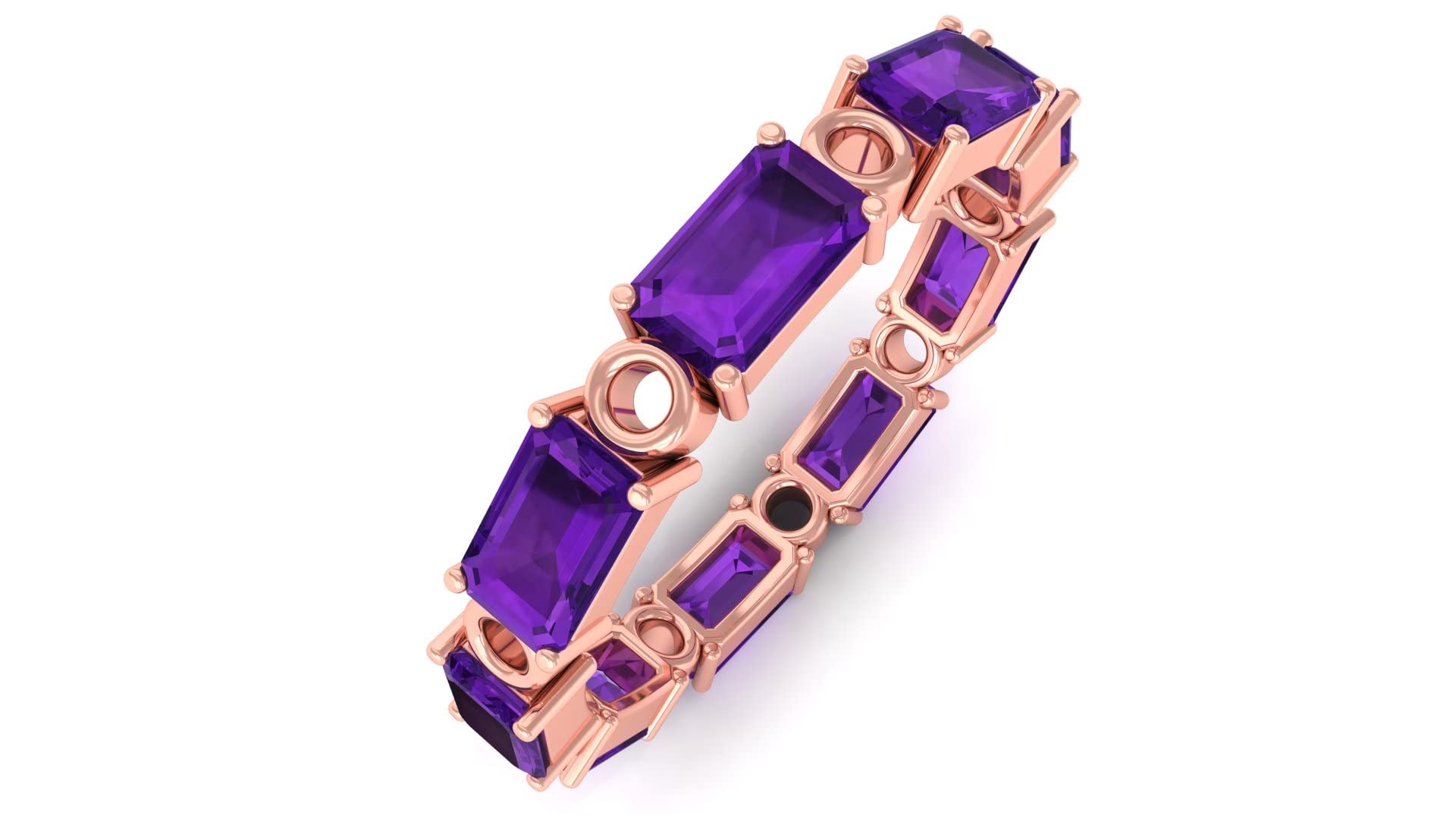 2.50 CT Natural Amethyst Eternity Band Ring for Women - 14K Solid Gold Octagon Cut East West Setting - Elegant Purple Gemstone Wedding Ring, Anniversary Gift, Everyday Jewelry for Special Occasions