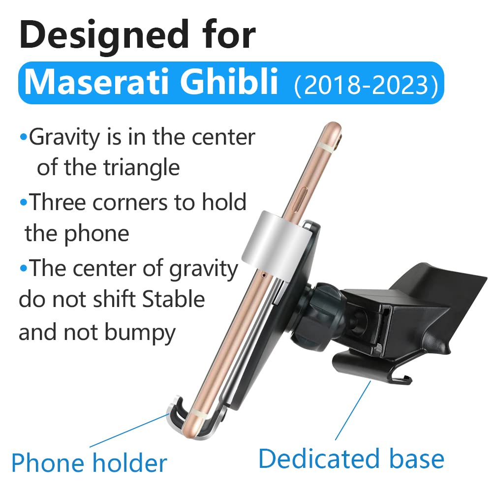 Premium Car Phone Holder Mount for Maserati Ghibli 2018-2023 - Universal Auto Interior Accessories, Air Vent Stand with Charging & Navigation - Perfect for Commuting, Road Trips & GPS Navigation