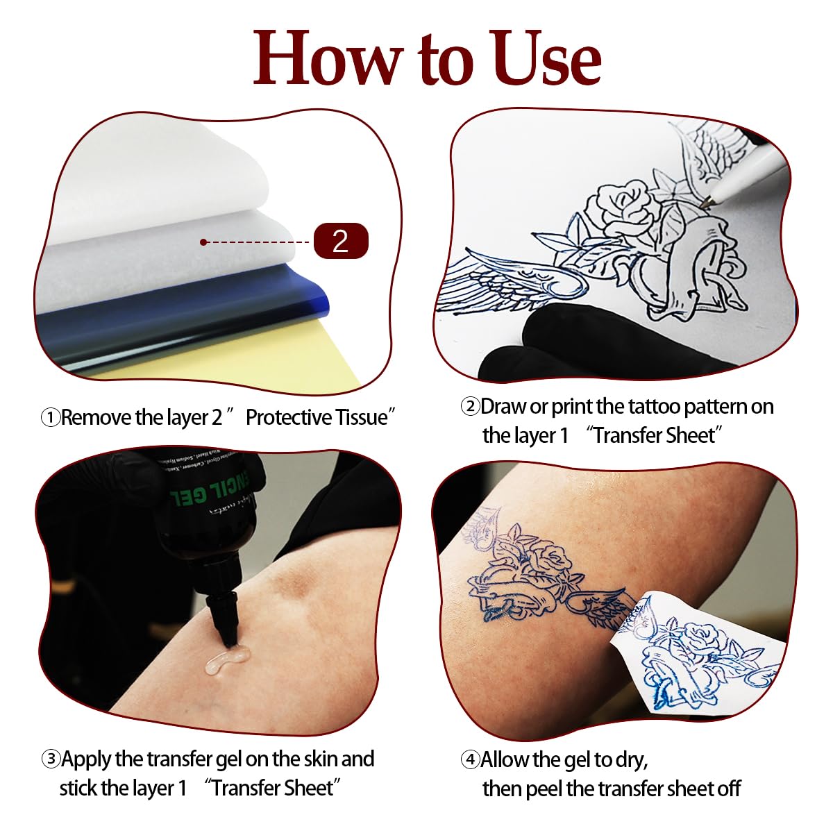 100Pcs Ultra HD Thermal Tattoo Transfer Paper - 4 Layer Professional Stencil Paper for Tattoo Artists | Works with Tattoo Stencil Printers & Freehand Drawing | A4 Size | Perfect for Tattoo Studios, Home Practice & Professional Tattooing