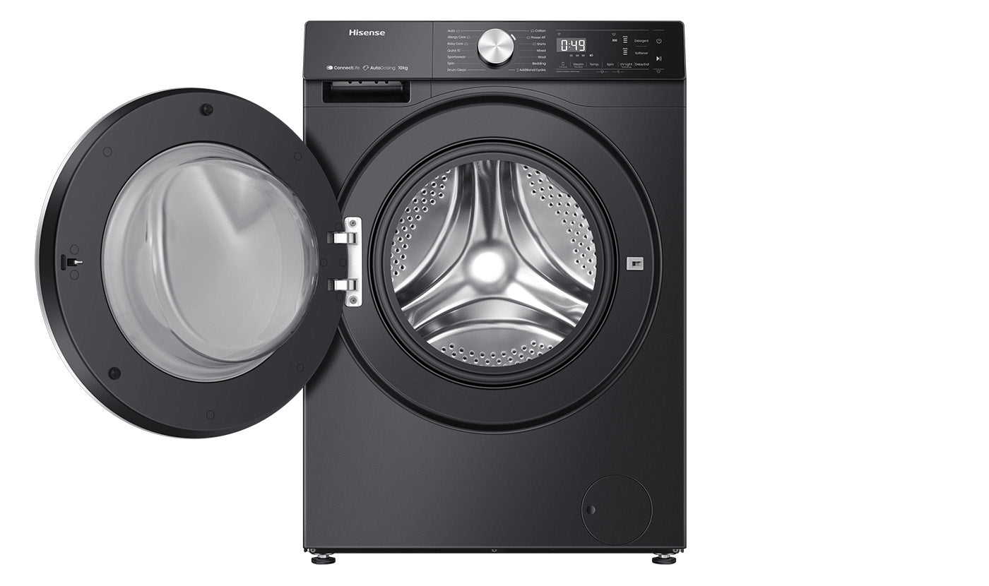Hisense 10kg Series 7 Front Load Washing Machine - Energy Efficient, Quiet Operation, Large Capacity for Family Laundry - Perfect for Apartments & Homes (Charcoal Black HWFS1015AB)