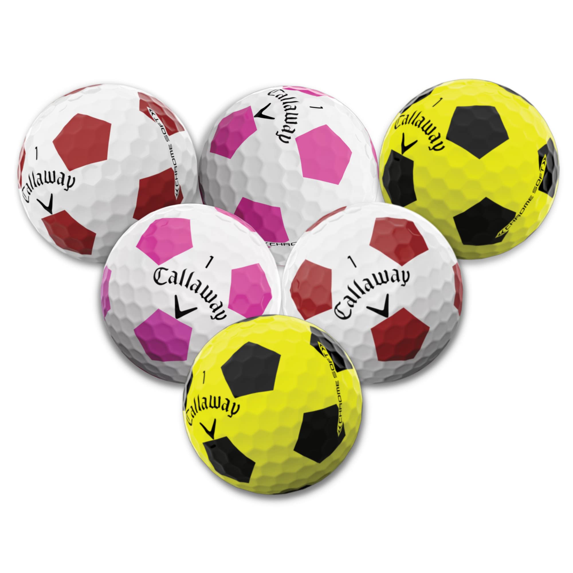 Premium Recycled Golf Balls - Callaway Chrome Soft Truvis Soccer Pattern | 3A Grade Used Golf Balls for Practice & Training | Perfect for Driving Range, Backyard Chipping & Beginner Golfers