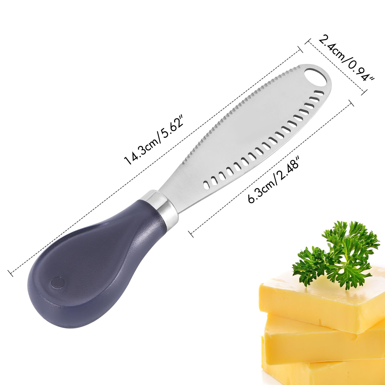 LemonBest 3-in-1 Stainless Steel Butter Knife with Wooden Handle - Butter Spreader, Slicer & Grater for Kitchen, Perfect for Spreading Butter, Cheese, Condiments on Bread, Crackers & Charcuterie Boards