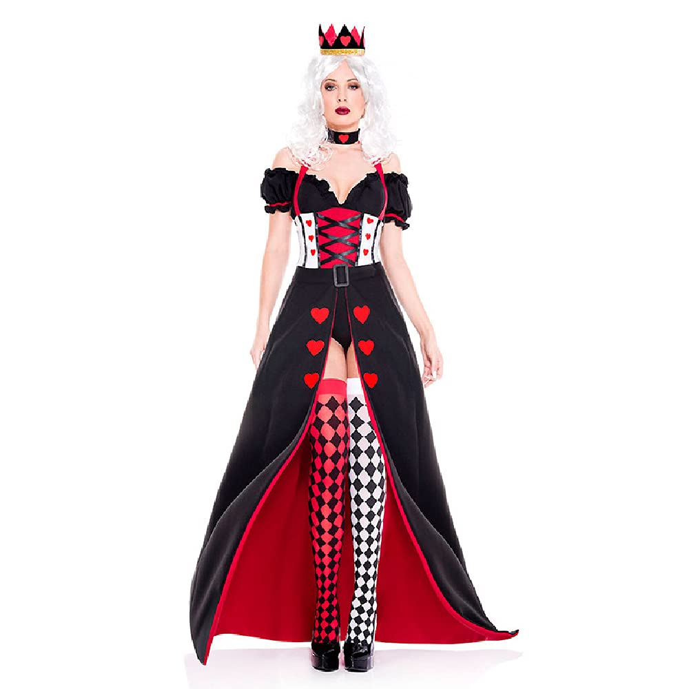 Quenny Halloween Cosplay Red Heart Queen Costume - Alice in Wonderland Queen of Hearts Dress for Women | Perfect for Halloween Parties, Cosplay Events & Themed Photoshoots