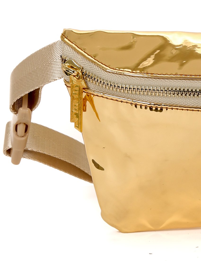Ultra Slim Fanny Pack - Lux Mirror Gold Waist Bag for Women & Men - Perfect for Running, Hiking, Travel & Everyday Use