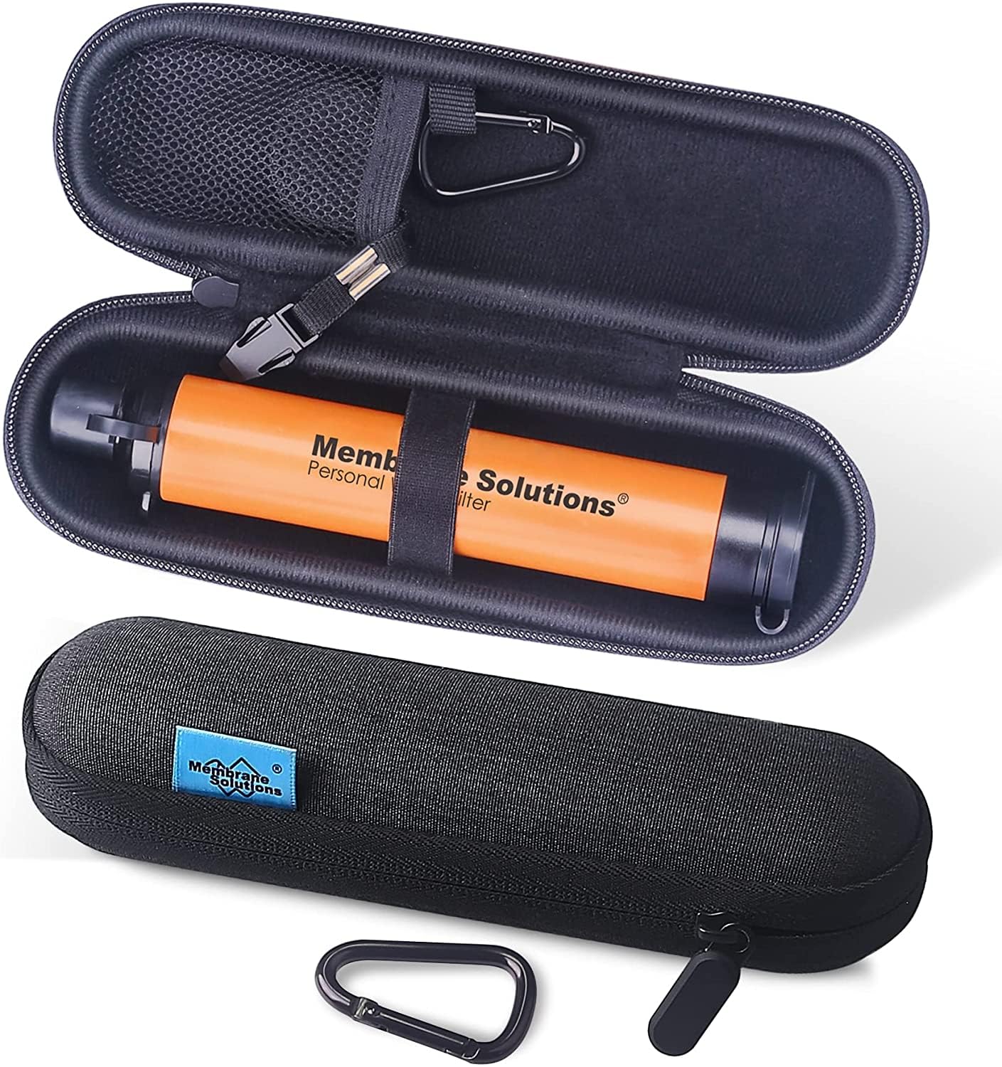 Membrane Solutions Orange Personal Water Filter Straw with Protective Carry Case, 0.1 Micron Portable Water Purifier for Outdoor Camping, Hiking, Emergency Survival & Travel - Clean Drinking Water Anywhere