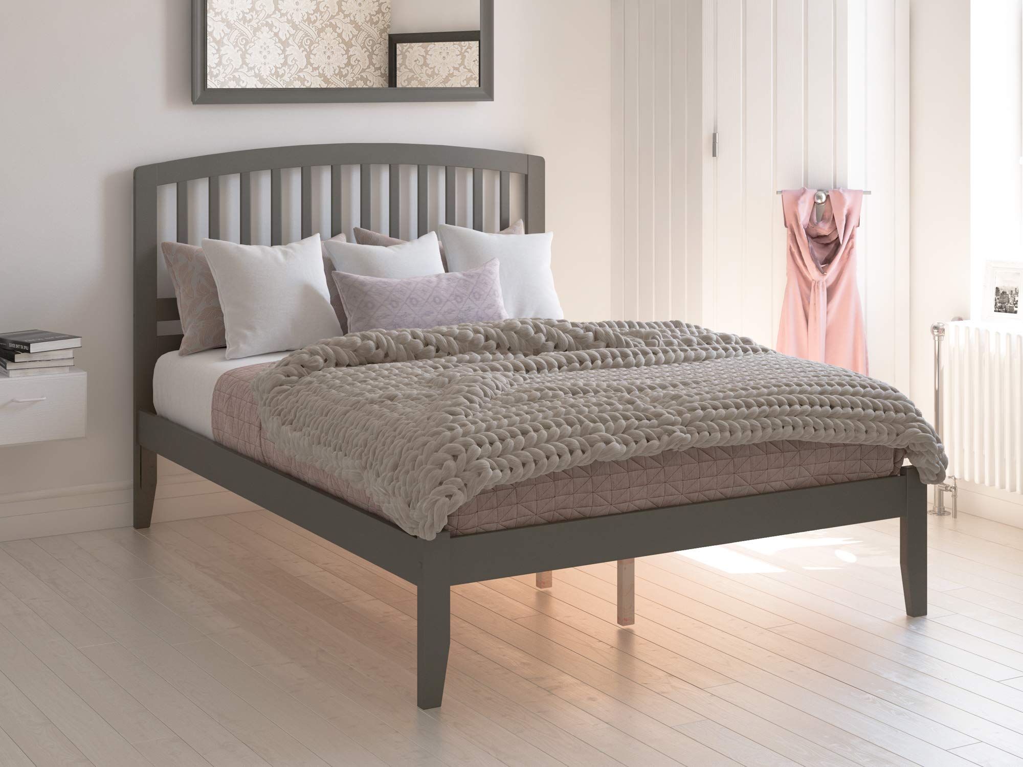 AFI Richmond Queen Platform Bed Frame with USB Charging Ports - Modern Grey Wooden Bed with Storage Space | Perfect for Small Bedrooms, Guest Rooms & Apartments