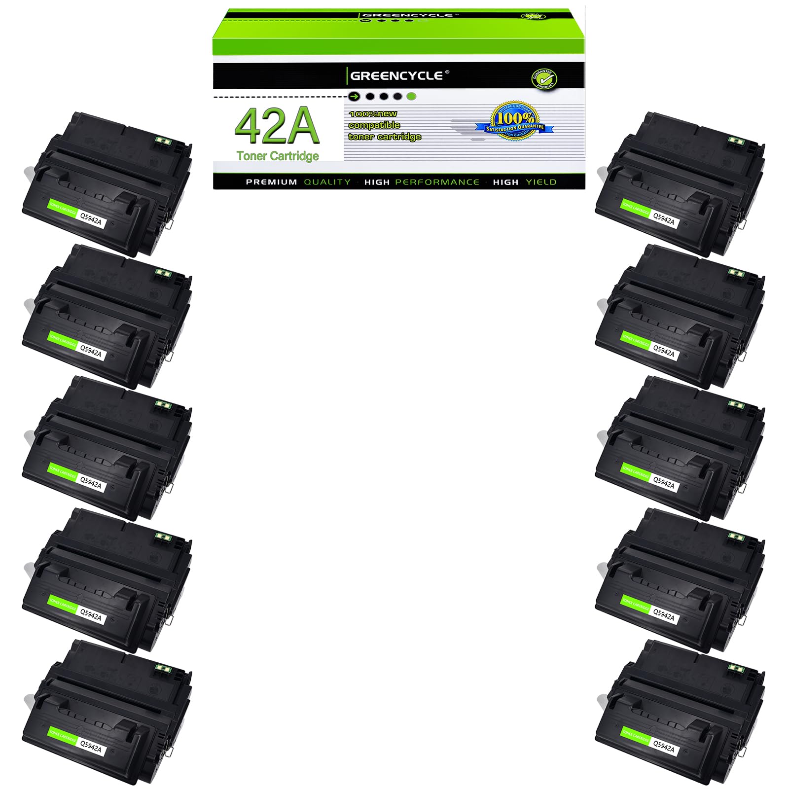 High-Yield Compatible HP 42A/Q5942A Toner Cartridge Replacement (10-Pack, Black) - Works with HP LaserJet 4250/4350/4240 Series Printers | Ideal for Office Printing, Business Documents & High-Volume Printing Needs