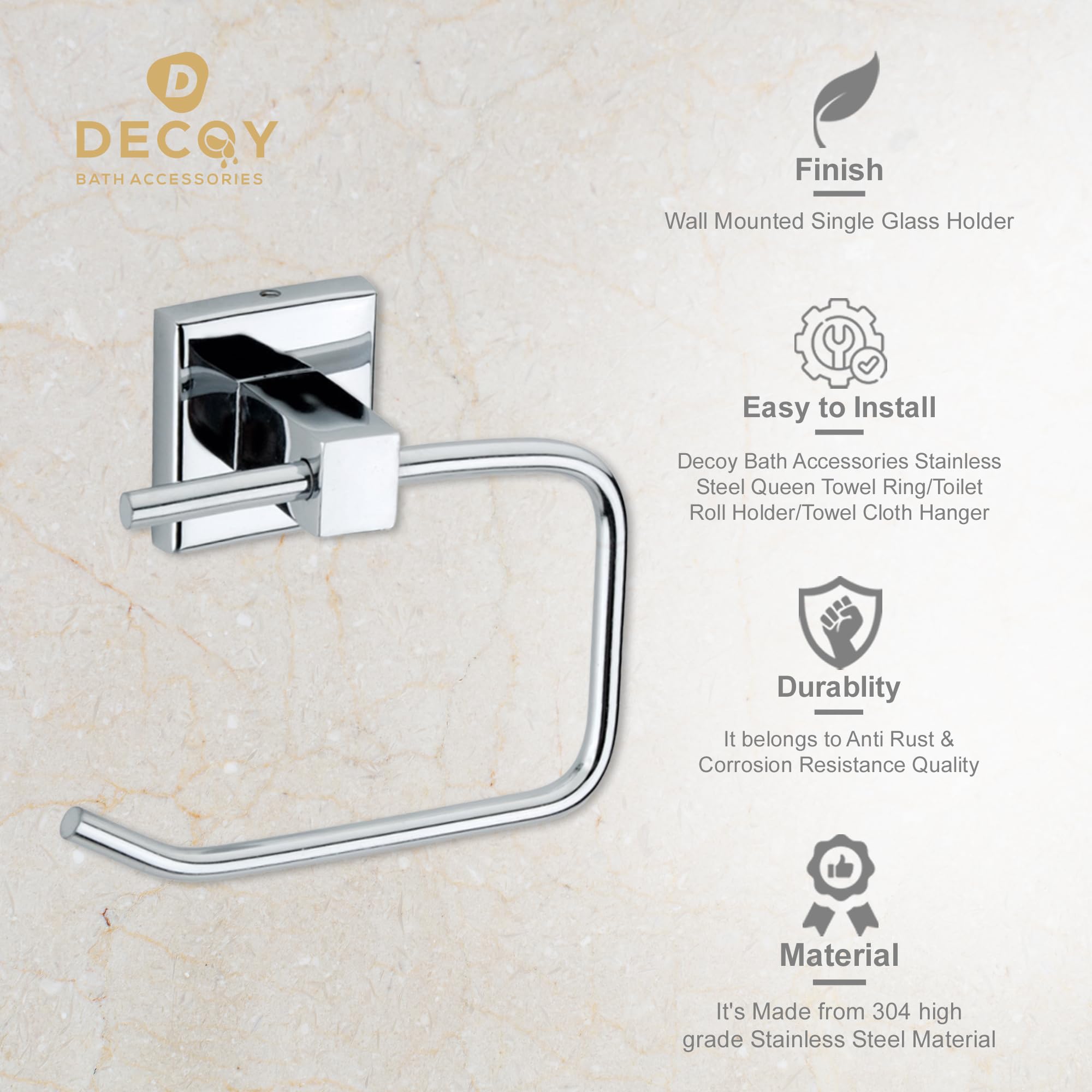 Decoy Towel Stand & Holder - Bathroom & Kitchen Towel Hanger, Washbasin & Napkin Holder - Space-Saving Bathroom Accessories (Pack of 1) - Perfect for Small Bathrooms, Kitchens & Laundry Rooms