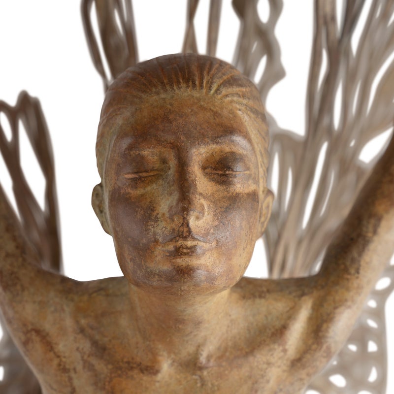 Gingko Fairy Tabletop Sculpture - Handmade Resin Art Figurine for Home Decor, Office Desk, and Gift Giving | Perfect for Zen Gardens, Bookshelves, and Meditation Spaces