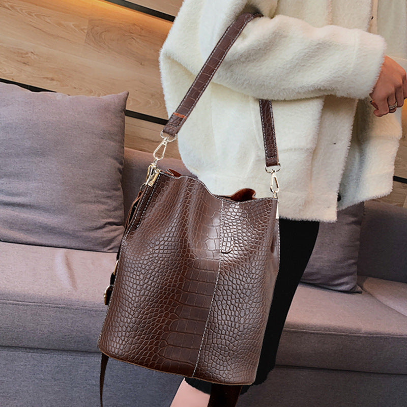 Eco-Friendly Vegan Leather Shoulder Bag - Wide Strap Bucket Bag & Crossbody Purse for Women | Perfect for Work, Travel & Everyday Use