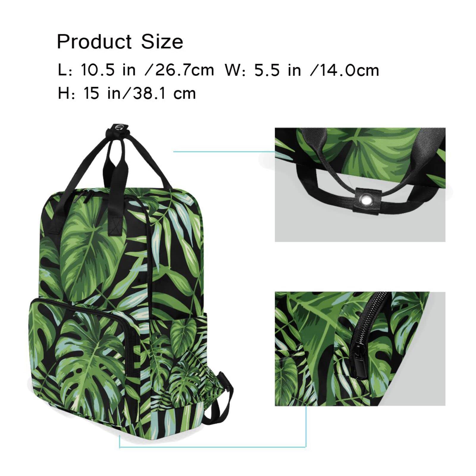 **ACPIGGTO Laptop Backpack Tote Bag - Green Tropical Palm Leaves Watercolor Design - Durable Shoulder Bag for Women & Men - Perfect for Gym, Travel, Work & School**