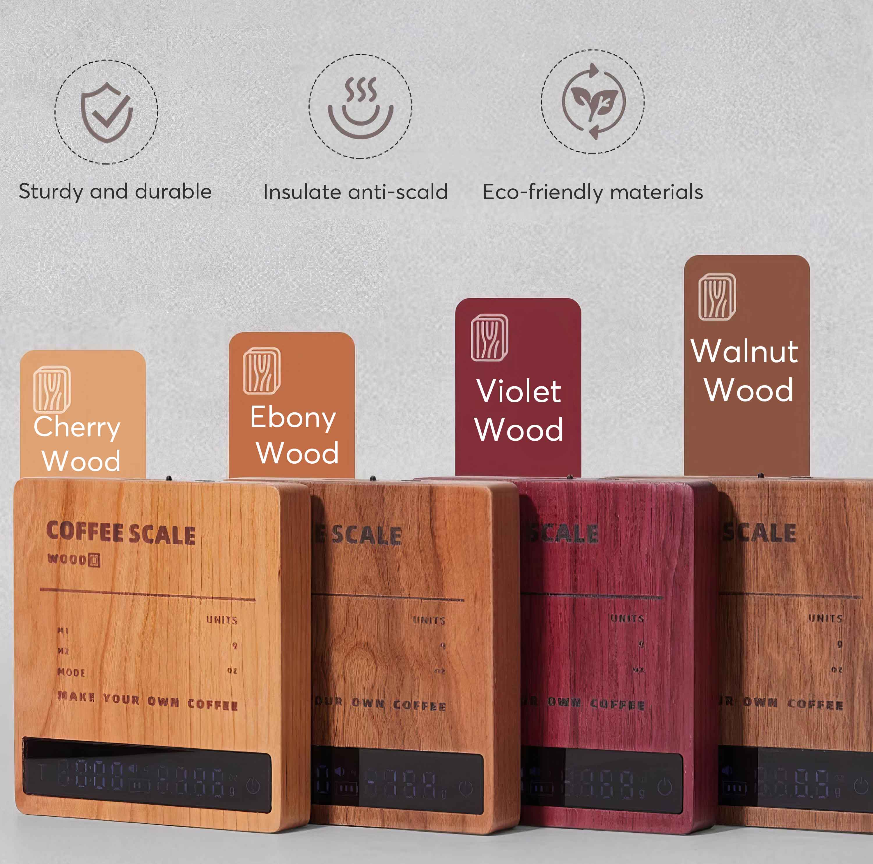 High Precision Digital Wooden Coffee Scale with Touch Sensor - Perfect for Pour Over, Espresso, and Home Brewing | MUVNA
