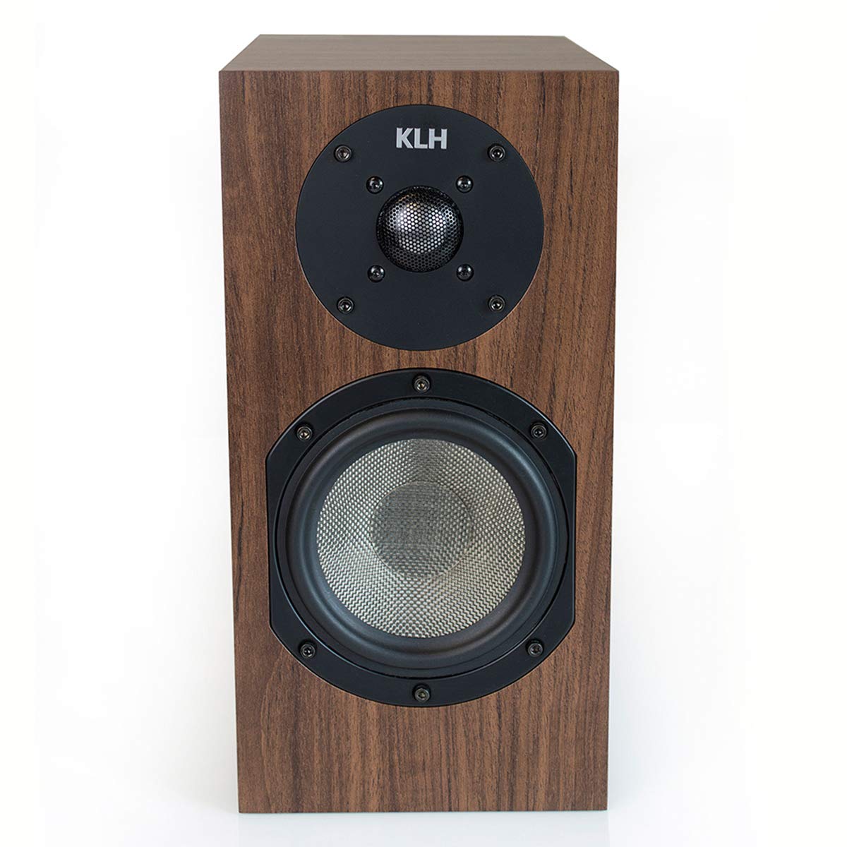 KLH Albany II 2-Way Bookshelf Speakers - Premium Studio Music & High Performance Home Theater | Hi-Res Surround Sound with Deep Bass Port | Detachable Magnetic Grille | European Walnut Finish (Pair) - Ideal for Living Room, Bedroom & Home Office