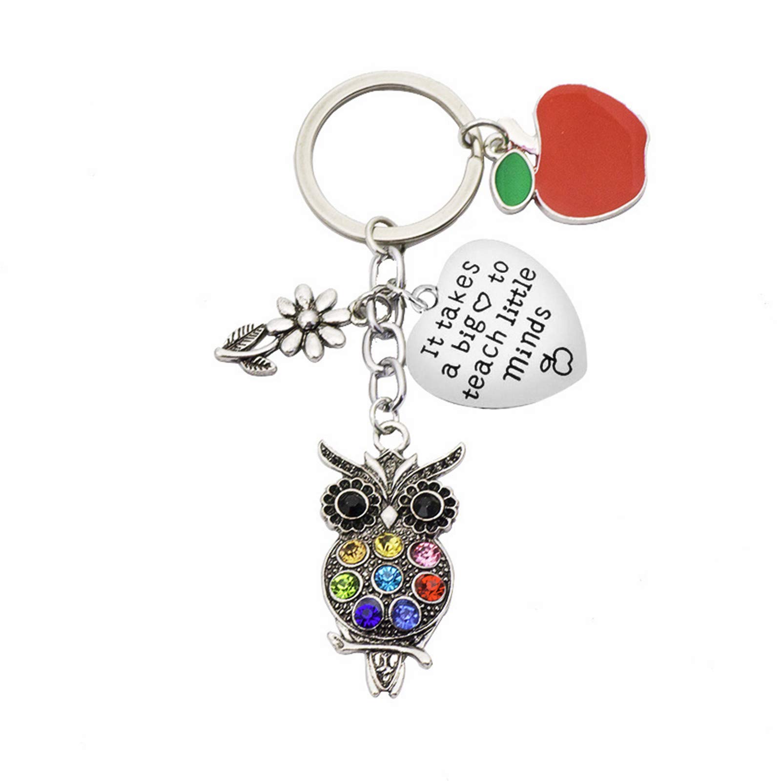 Stainless Steel Teacher Appreciation Keychain - 'It Takes A Big Heart to Teach Little Minds' Engraved Thank You Gift for Educators, Graduation Present | Perfect for Teacher's Day, Retirement, End of Year Gifts & Classroom Rewards