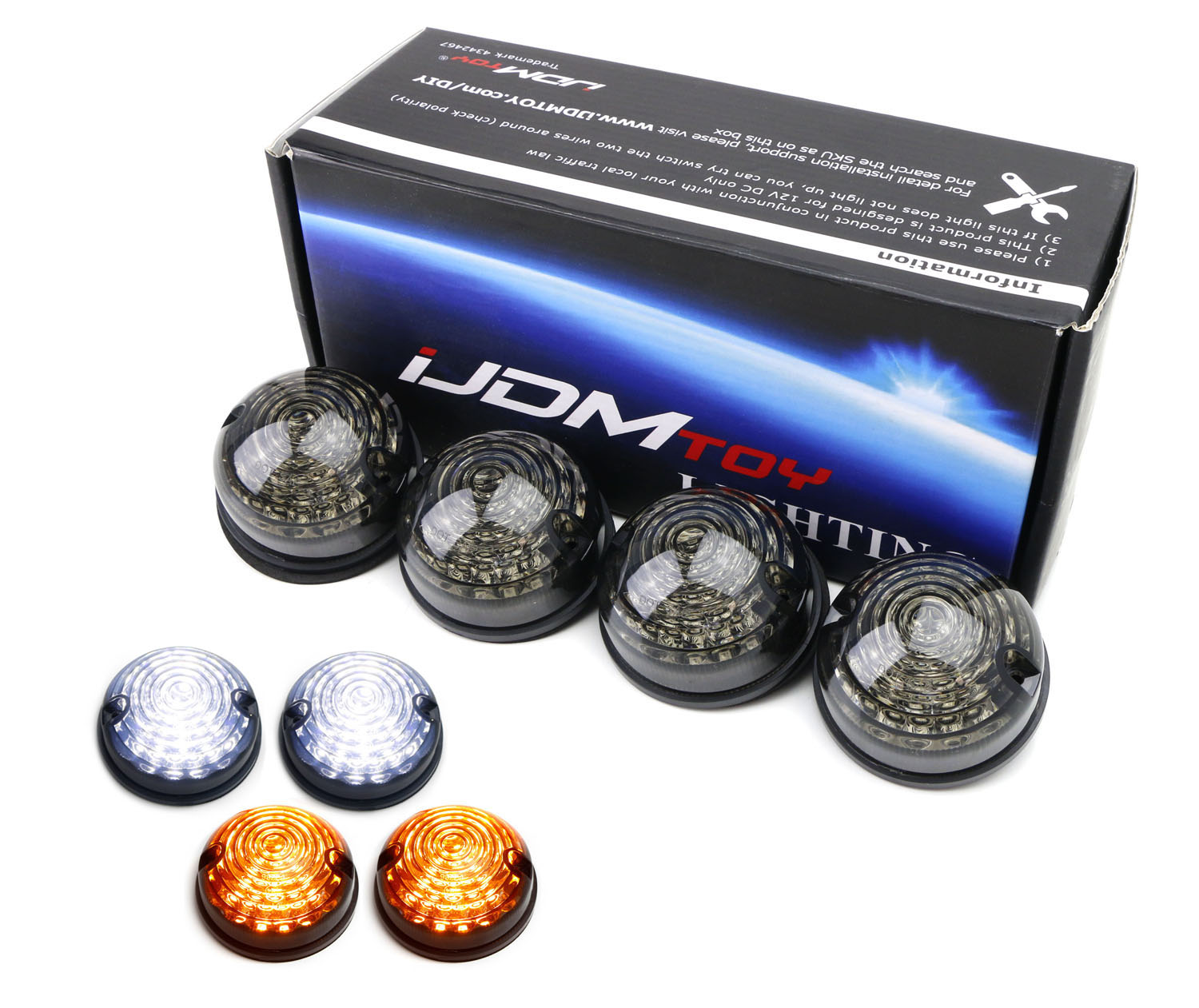 4-Piece Smoke Amber & White LED Turn Signal and Clearance Lamps for Land Rover Defender - Upgrade Your Off-Road Lighting for Enhanced Visibility & Style
