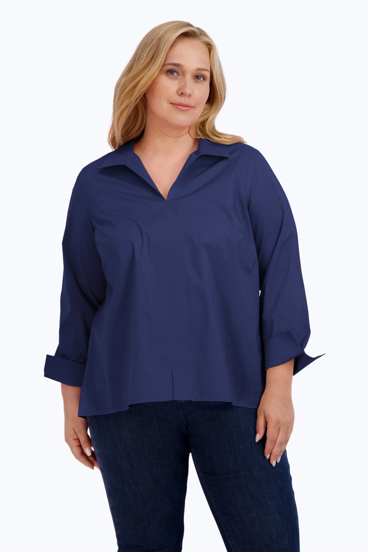 Agnes Plus Wrinkle-Free Stretch Long Sleeve Popover Shirt for Women | Comfortable Office & Casual Wear | Easy Care Business & Travel Shirt