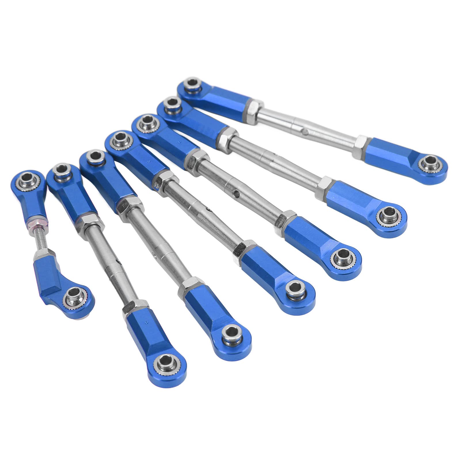 Upgraded Aluminum Alloy RC Pull Rod & Tie Rod Set - Lightweight & Precise 1/10 Scale Model Car Parts (Blue) | Perfect for RC Car Racing, Crawling & Off-Road Performance Tuning