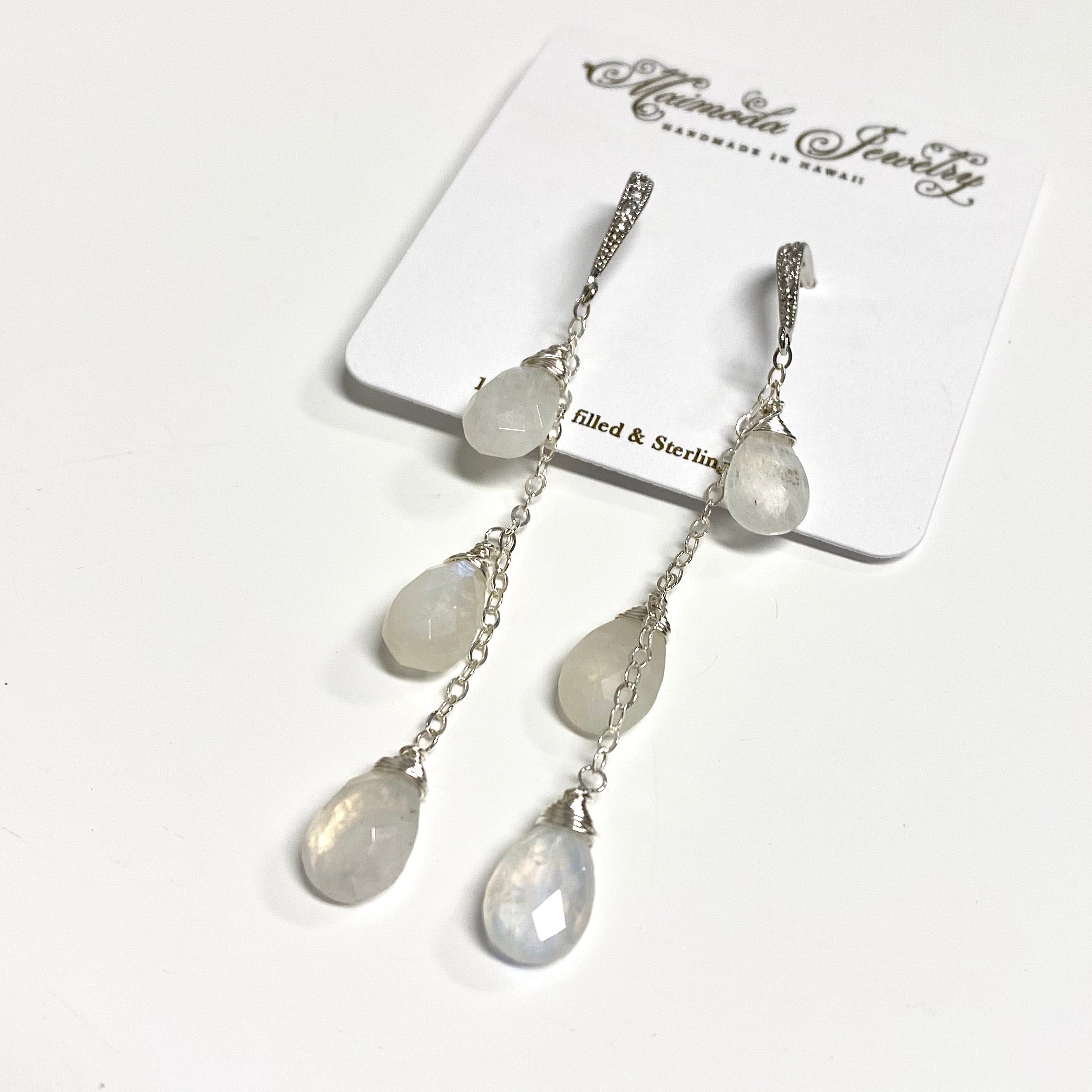 Elegant Moonstone Earrings for Women - Adele Style Dangle Earrings (E346) | Perfect for Weddings, Parties & Evening Events