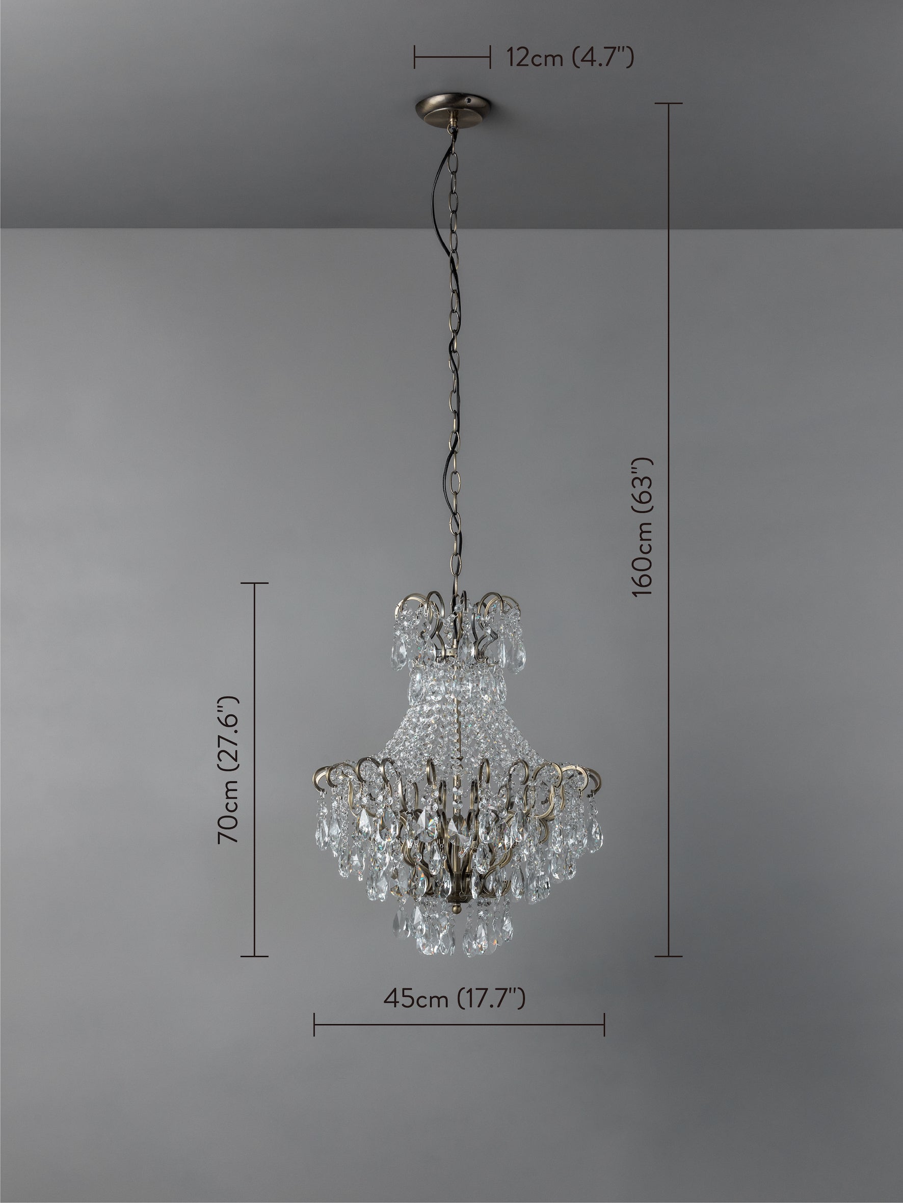 Lina 4-Light Antique Brass Crystal Glass Chandelier - Elegant Dining Room & Bedroom Lighting Fixture for Home Decor