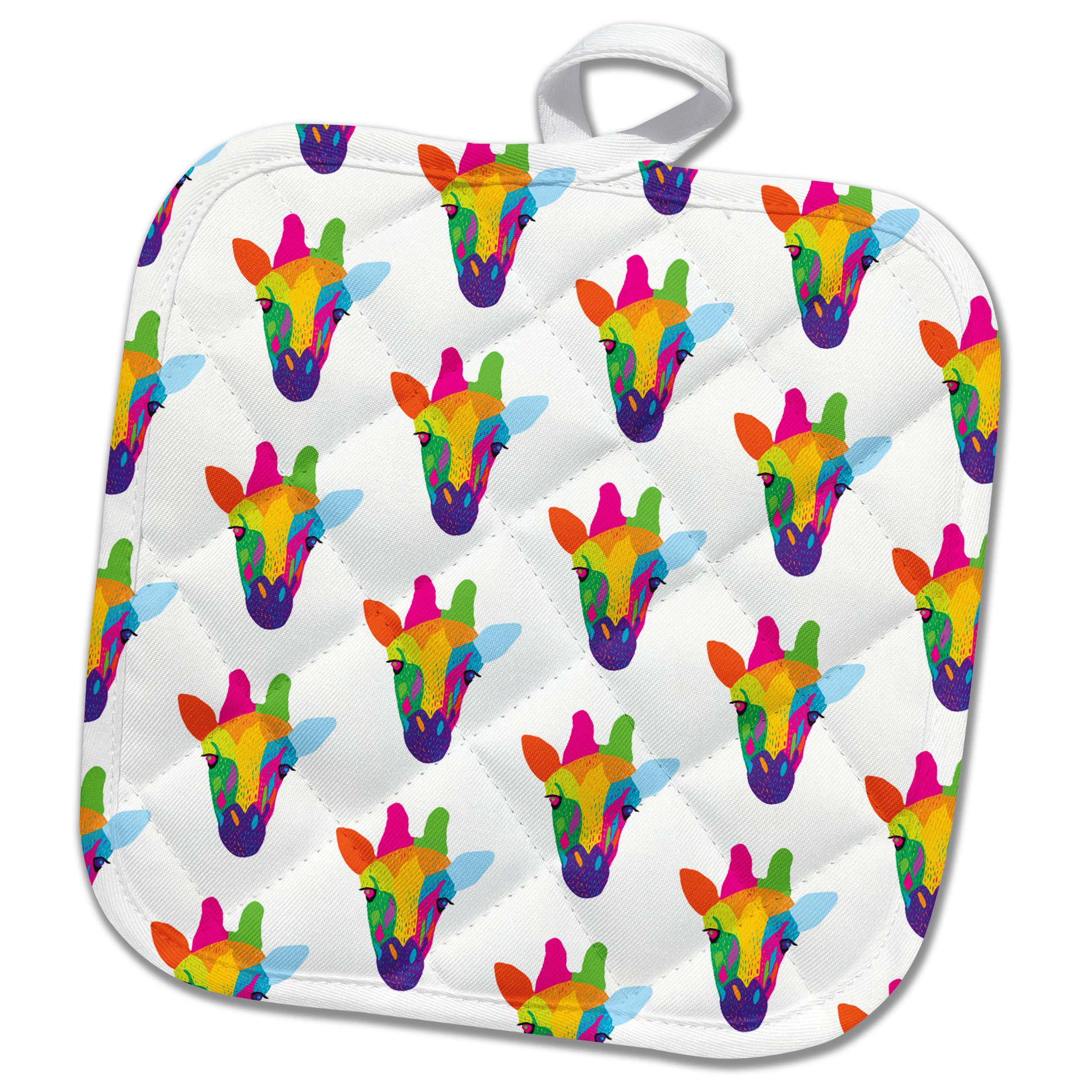 3D Rose Rainbow Giraffes Heat Resistant Kitchen Pot Holder - Cute Animal Print Oven Mitt for Cooking, Baking & Home Decor (Perfect Gift for Giraffe Lovers)