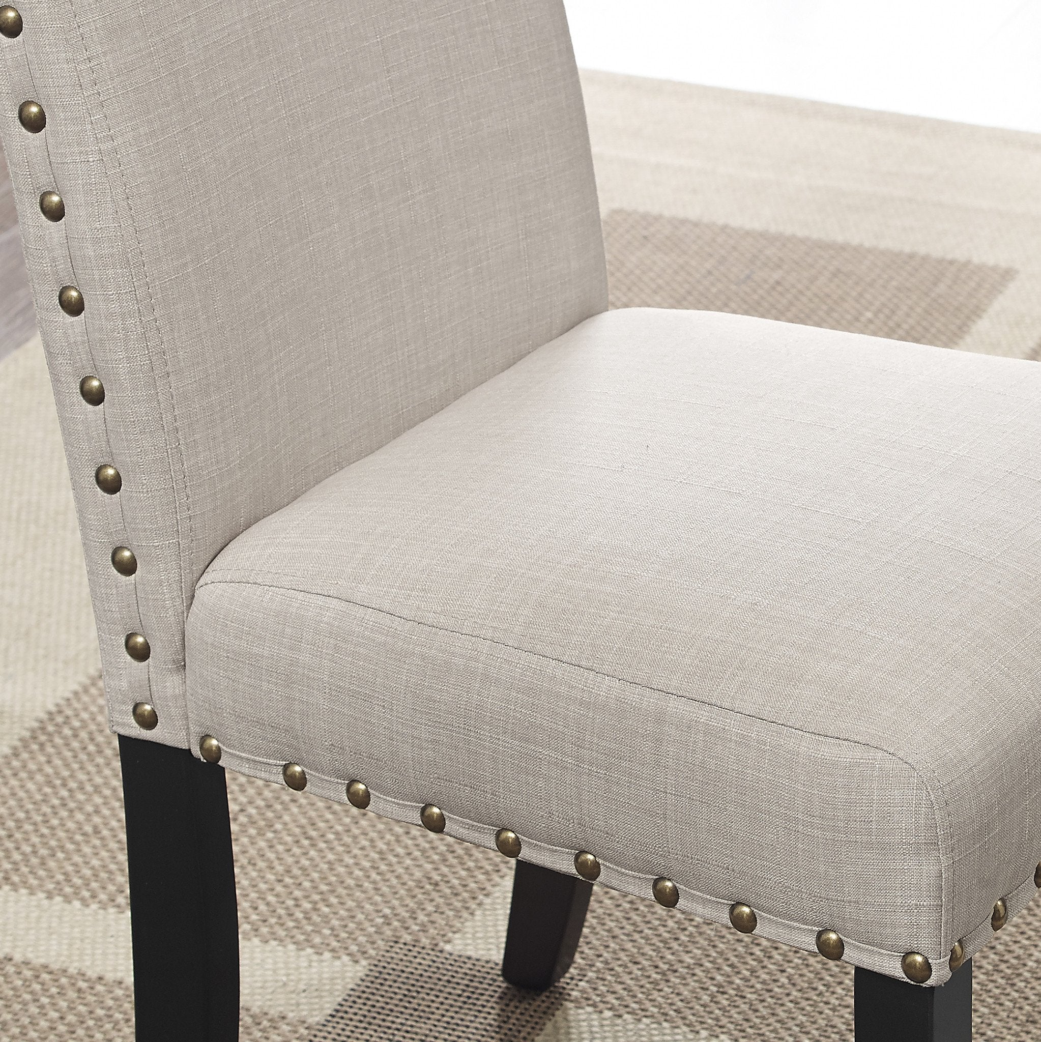 Roundhill Furniture Biony Fabric Dining Chairs with Nailhead Trim, Set of 2 - Modern Upholstered Side Chairs for Kitchen, Dining Room & Home Office - Comfortable & Stylish Seating Solution