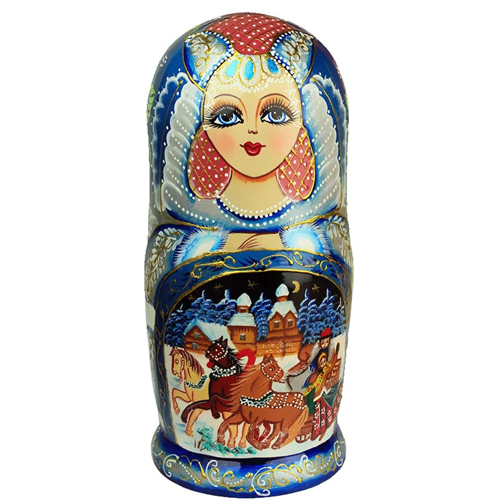 Russian Nesting Dolls 10-Piece Set - Hand-Painted Traditional Matryoshka Wooden Dolls - Unique Collectible Gift for Birthdays, Home Decor & Russian Culture Enthusiasts - Perfect for Gifts, Crafts & Display (Color: A)