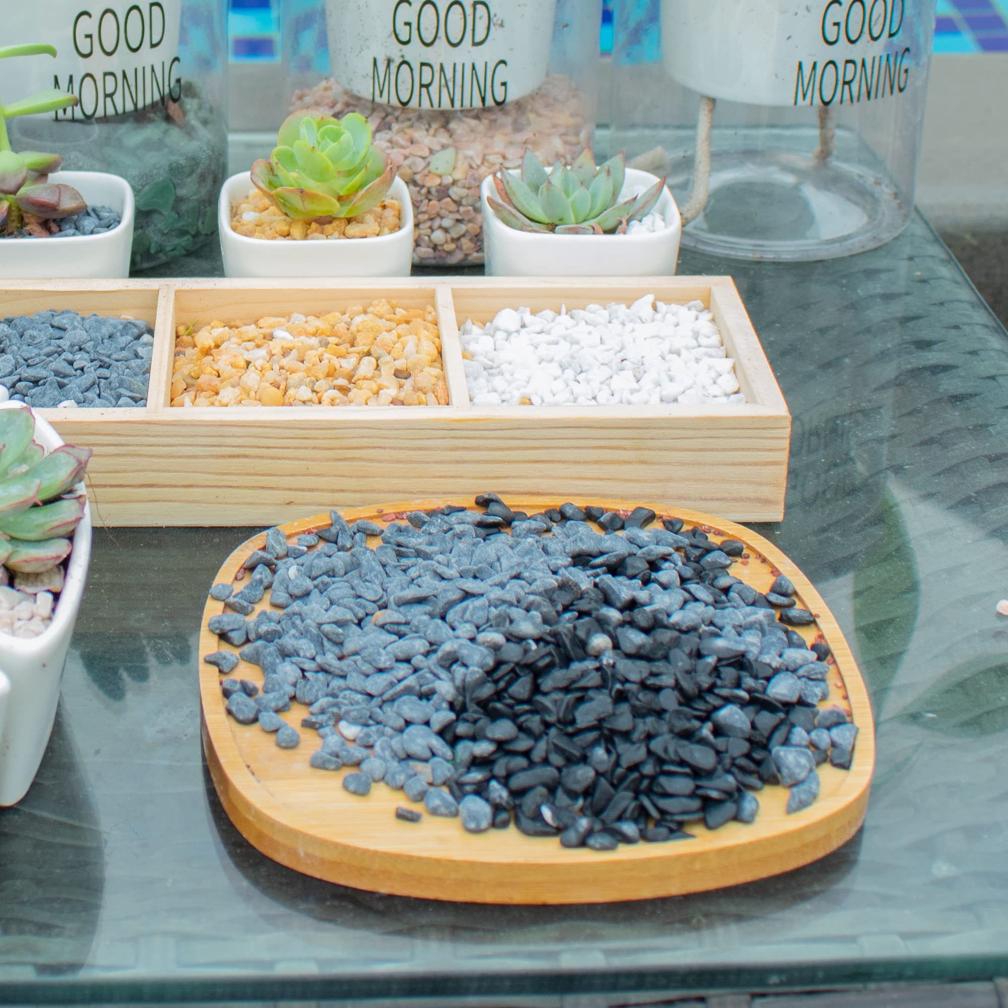 Natural Black River Rocks for Plants - 18 LB Smooth Aquarium Gravel, Succulents Bonsai Terrarium Decor (6-9 mm) | Perfect for Indoor/Outdoor Gardens, Fish Tanks & Vase Fillers