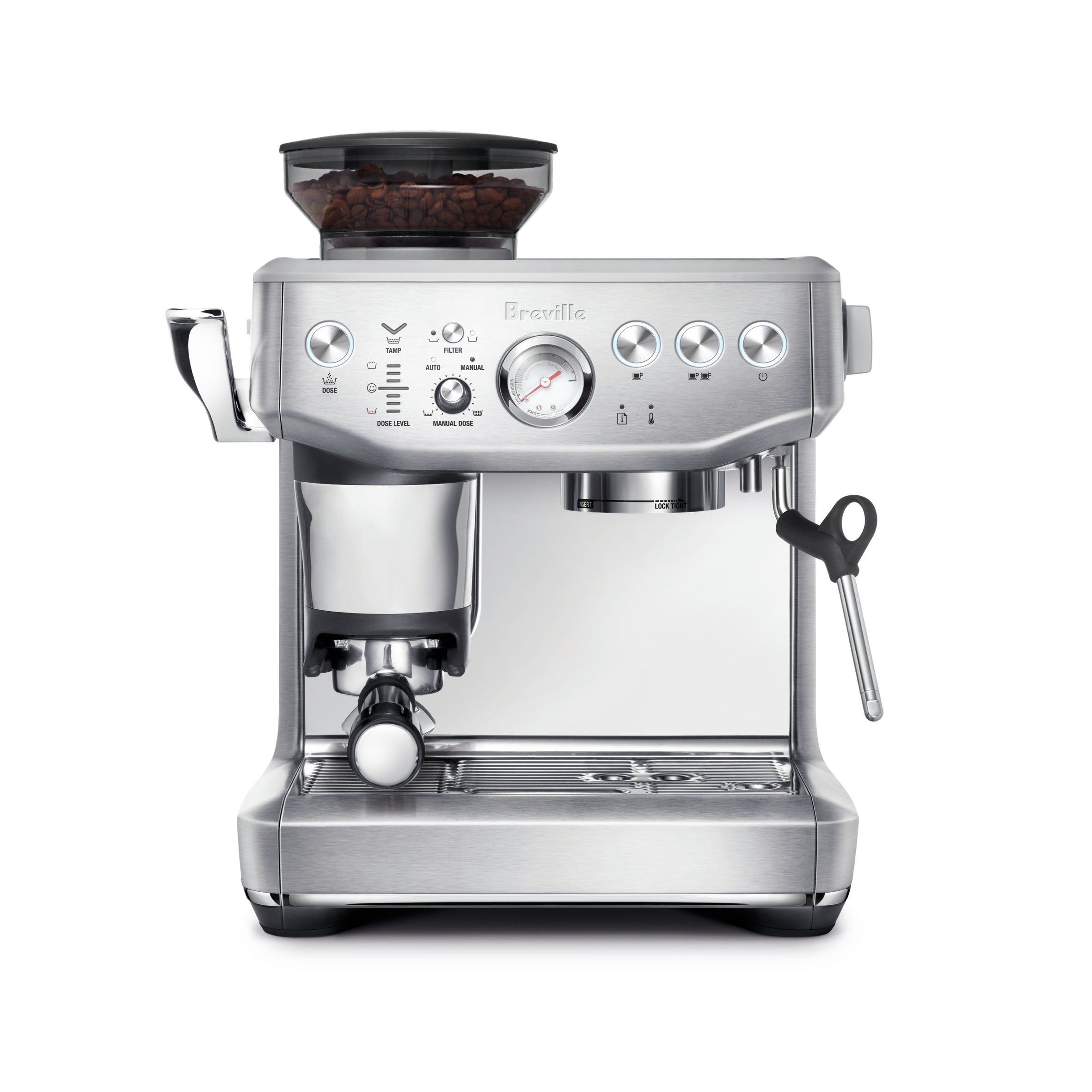 Breville Barista Express® Impress BES876BSS1BNA1 Espresso Machine with Built-in Grinder - Semi-Automatic Coffee Maker for Home Baristas, Perfect for Espresso, Latte & Cappuccino Lovers