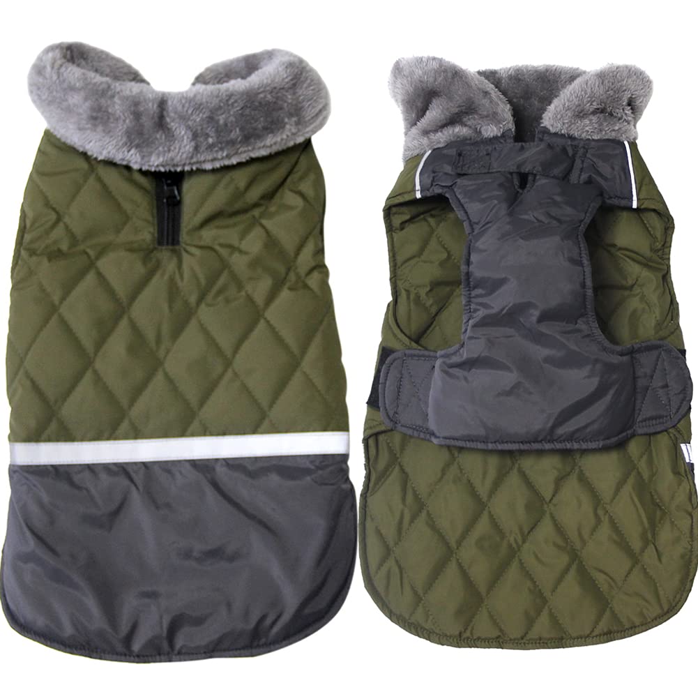 Waterproof Reversible Fleece Dog Coat for Small Dogs - Warm Puppy Jacket for Cold Winter (Green) | Perfect for Outdoor Walks, Winter Adventures & Indoor Comfort