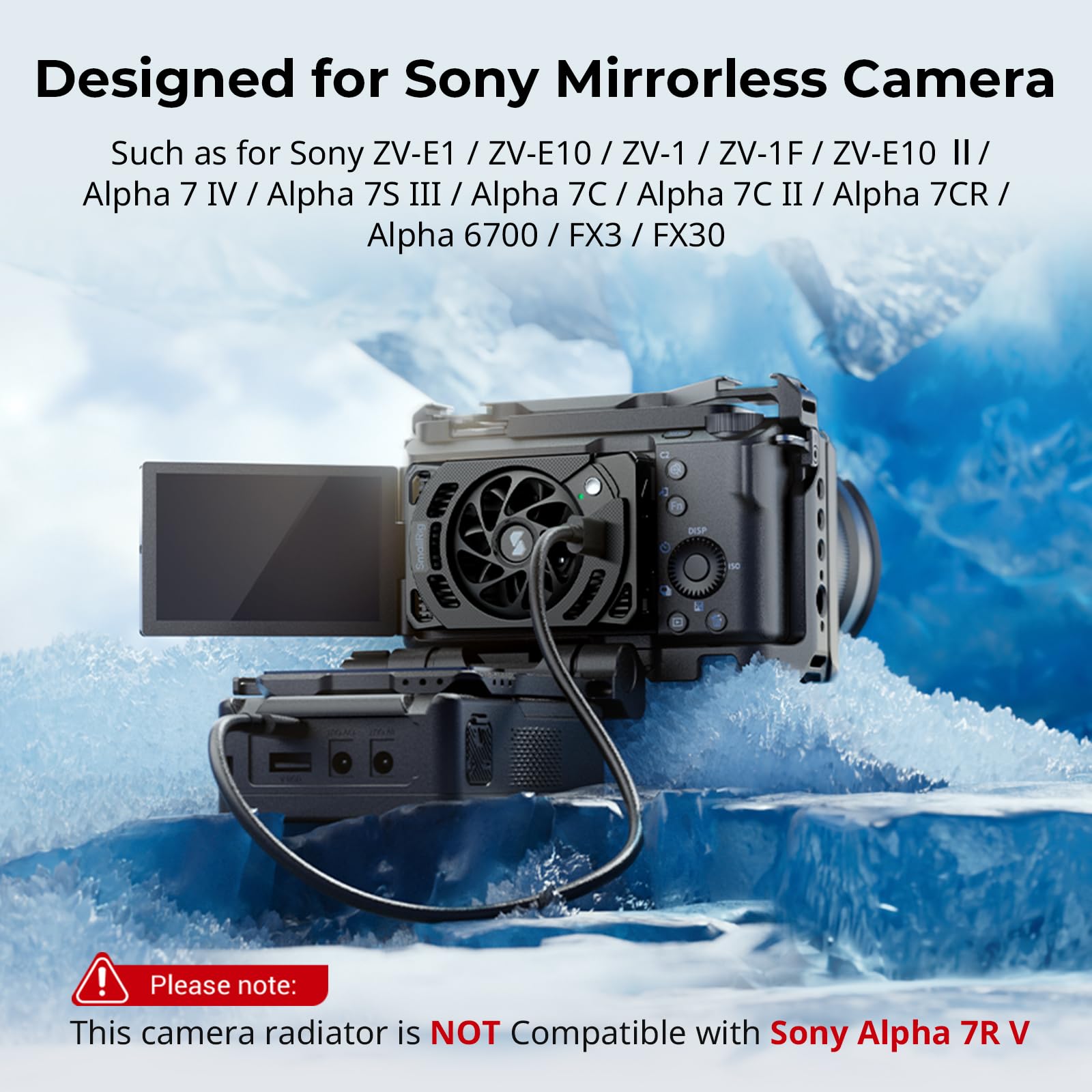 SMALLRIG Camera Cooling Fan with TEC Cooling Module for Sony ZV-E1, ZV-E10, ZV-1, ZV-1F, A7 IV, A7S III, A7C, A7C II, A7CR, A6700, FX3, FX30 - External Cooling System for Sony Mirrorless Cameras - Perfect for Vlogging, Live Streaming & Outdoor Shooting