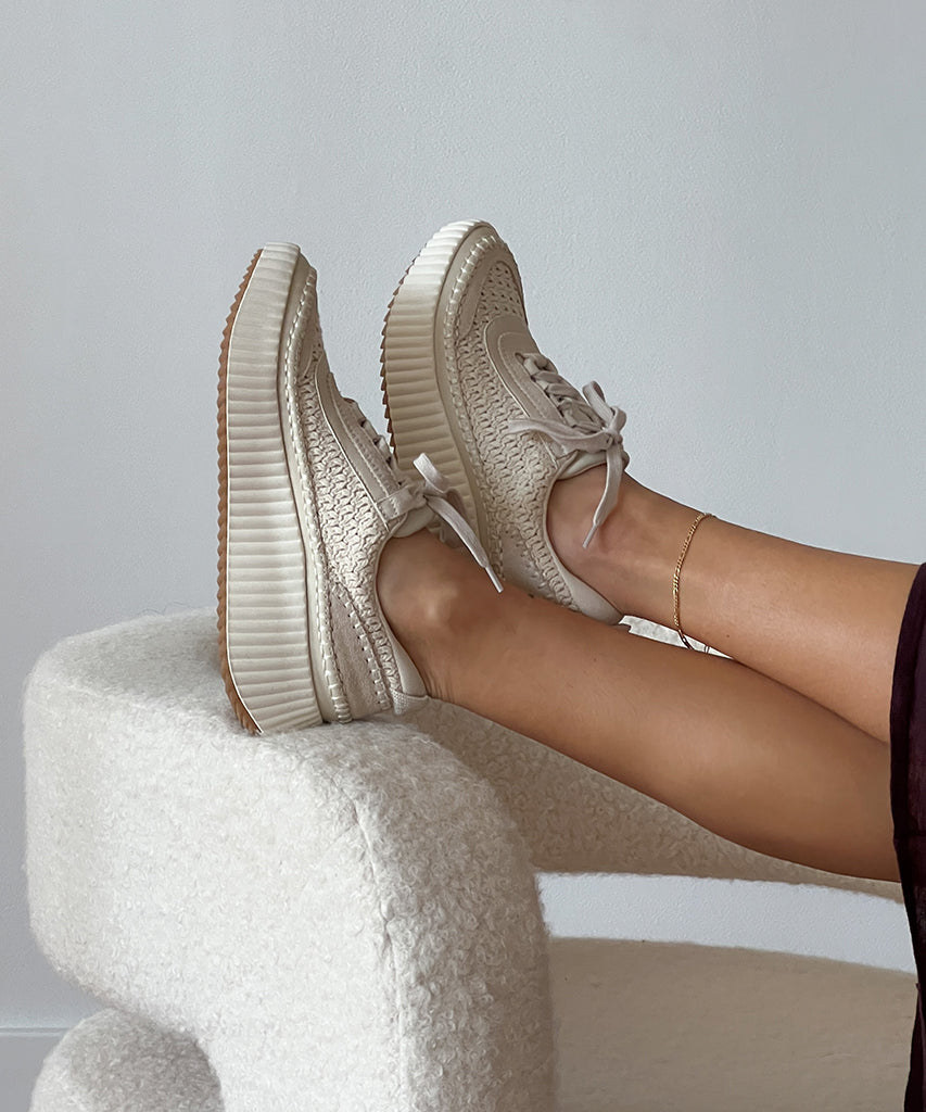 DOLEN SNEAKERS SANDSTONE KNIT - Lightweight Breathable Running Shoes for Men & Women | Comfortable Walking & Gym Workout Shoes | Perfect for Jogging, Travel & Casual Wear