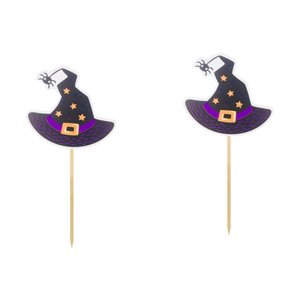 24-Piece Halloween Cupcake Toppers Set - Witch Hat Cake Decorations for Halloween Party Supplies | Perfect for Cupcakes, Cakes & Dessert Table Displays