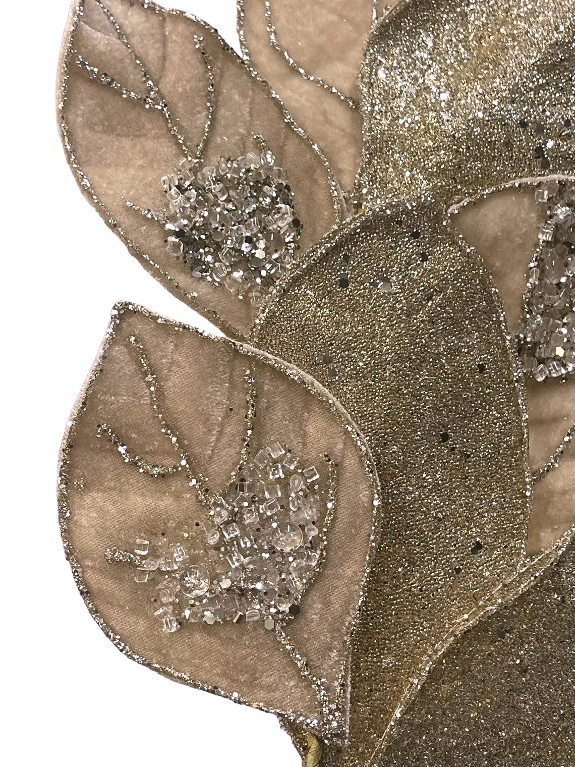 26 Glittered Champagne Velvet Salal Leaf Pick Spray - Elegant Floral Arrangement Decor for Weddings, Parties & Home Centerpieces