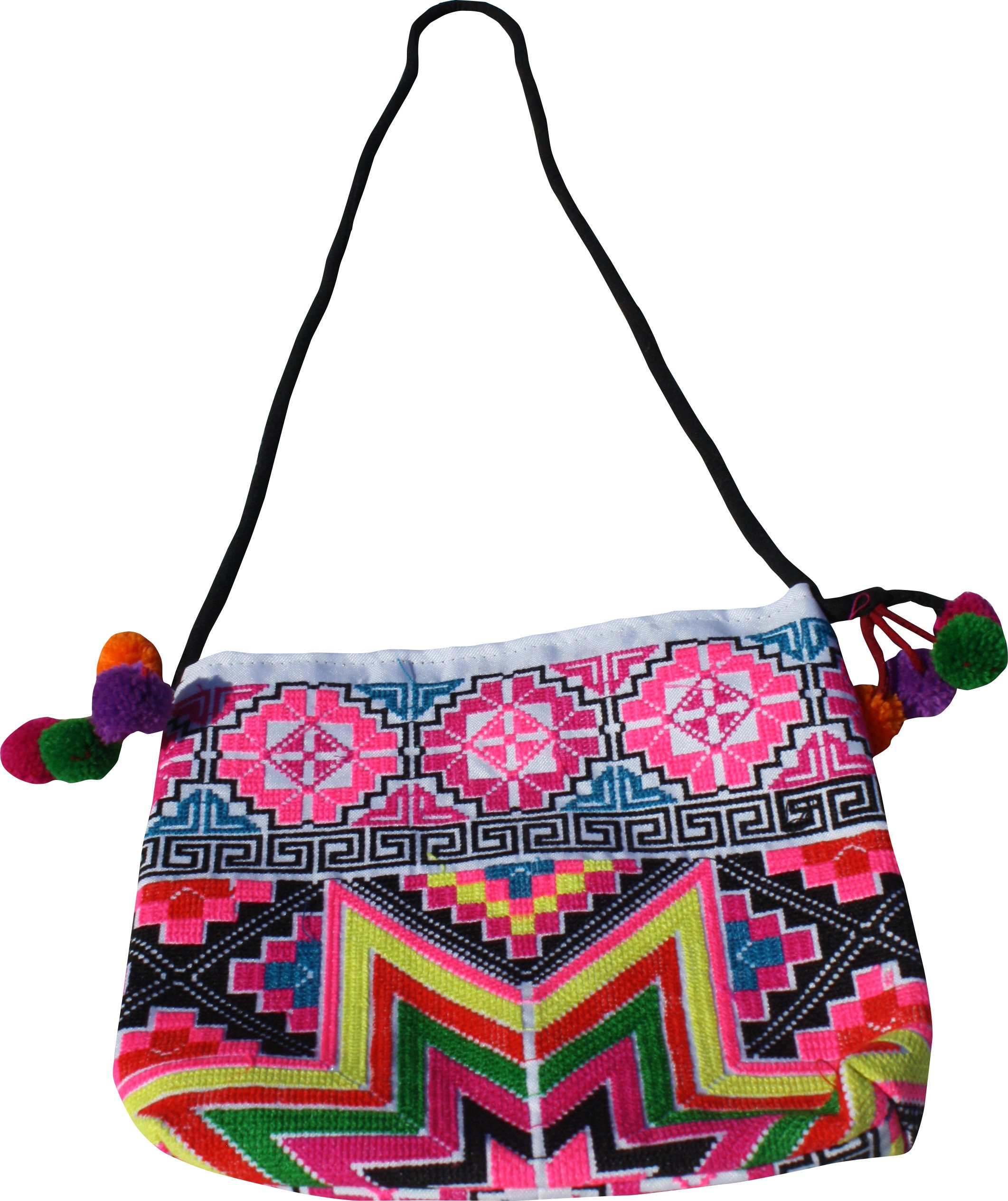 RaanPahMuang Hill Tribe Handwoven Colorful Striped Shoulder Bag - Perfect for Boho Fashion, Travel & Festival Accessories