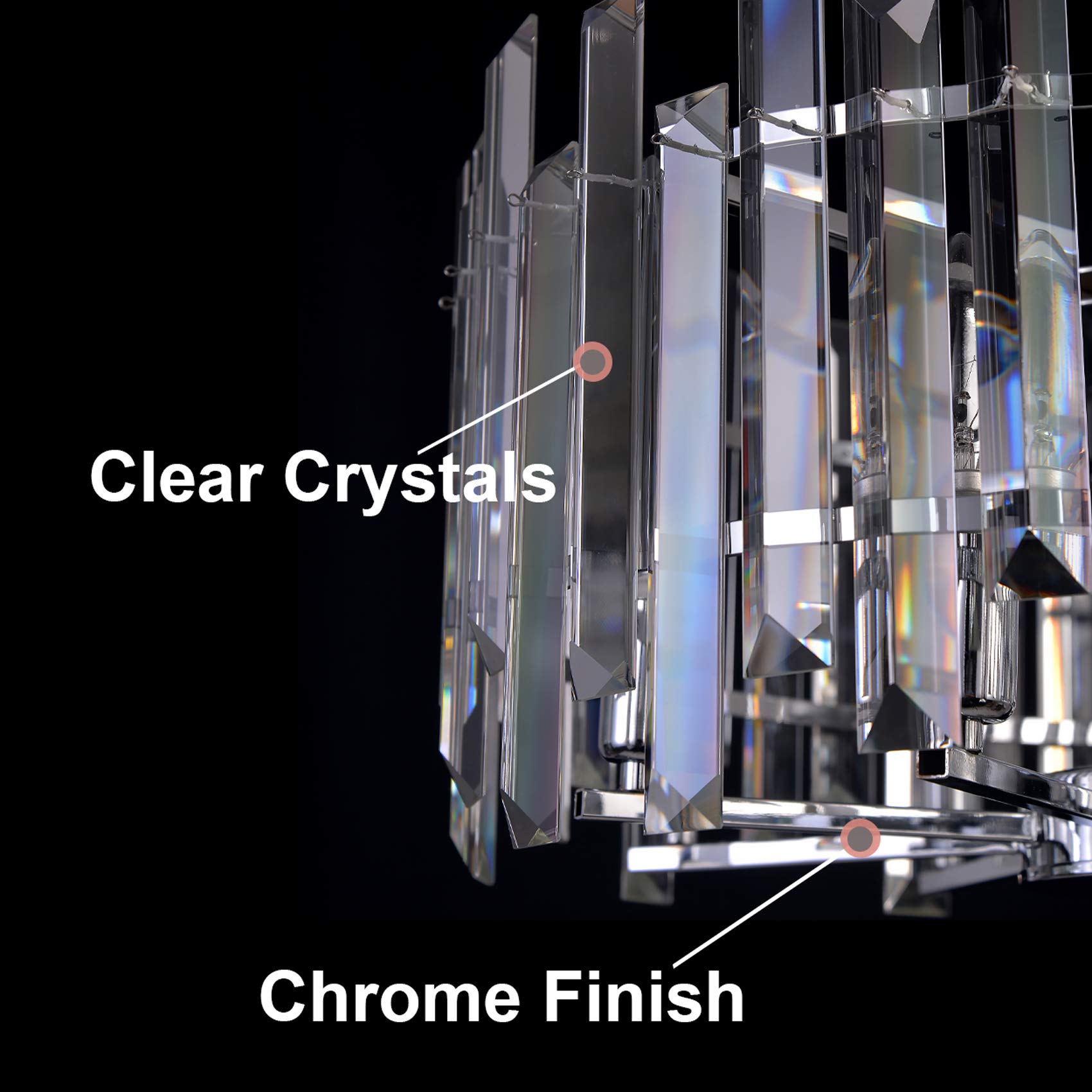 Modern Crystal Chandelier Lighting - Chrome Pendant Ceiling Light Fixture - Contemporary Island Chandelier with Dimmable Function (D27.56) for Living Room, Dining Room, Bedroom & Foyer - Perfect for Home Decor, Wedding Venues and Luxury Interior Design