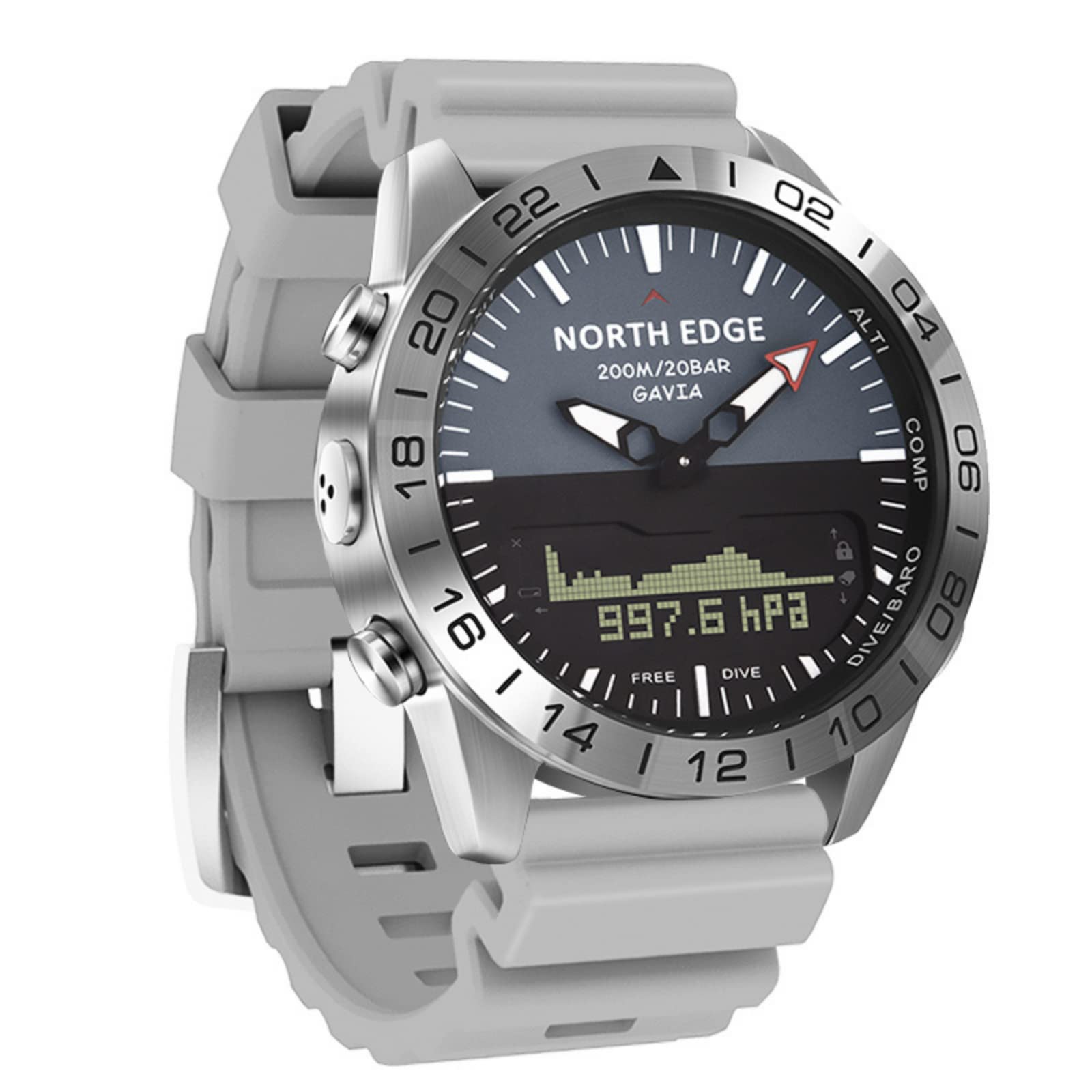 CakCity Men's Analog Digital Altimeter Watch - 20ATM Waterproof Stainless Steel Pilot & Diving Watch with Compass - Perfect for Outdoor Sports, Hiking, and Adventure Activities