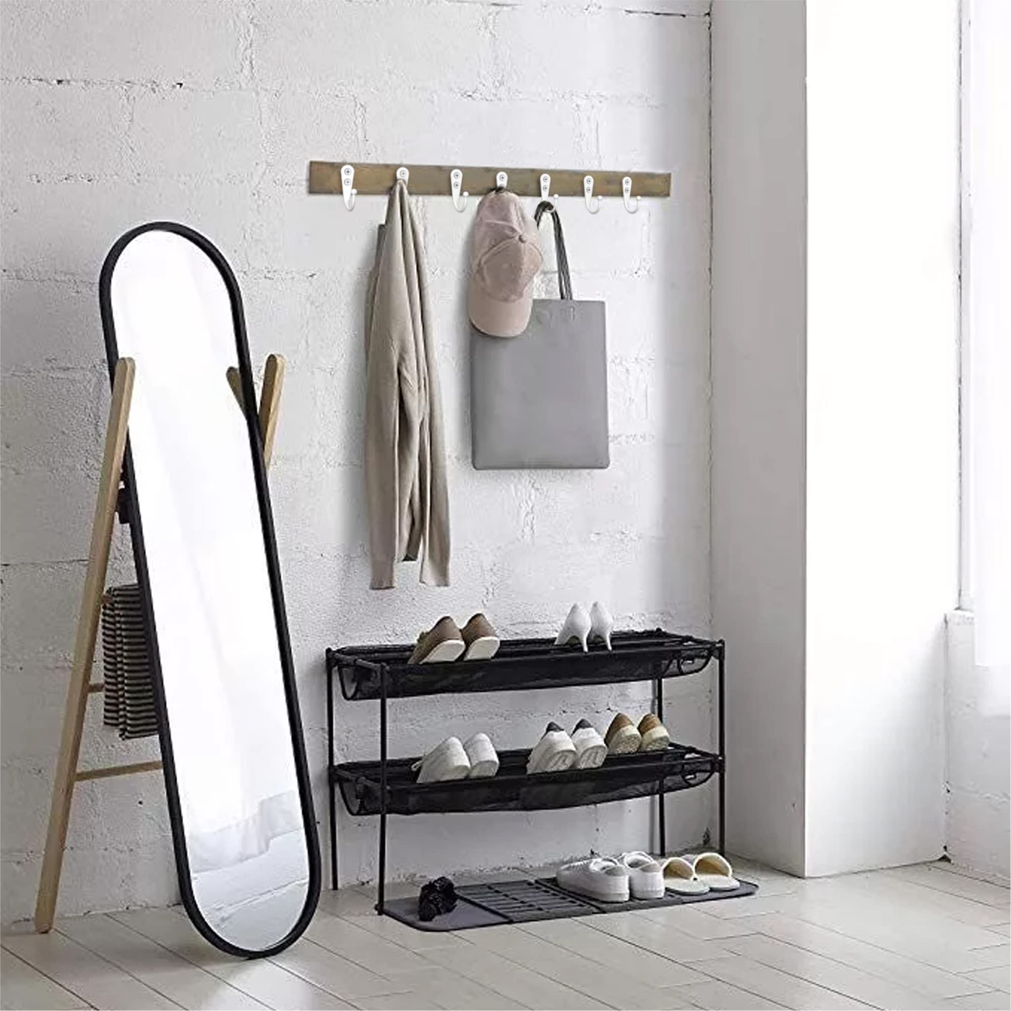 15-Pack White Wall Mount Coat Hooks - Heavy Duty Robe, Backpack & Hat Hangers with 30 Screws Included - Perfect for Mudroom, Entryway, Bathroom & Closet Organization