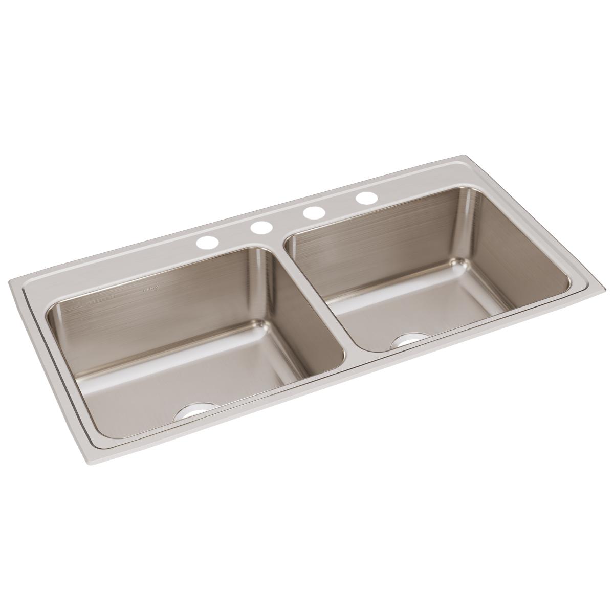 Elkay Lustertone Stainless Steel 43 x 22 Inch Double Bowl Drop-In Kitchen Sink - Perfect for Food Prep, Dishwashing & Modern Home Renovations