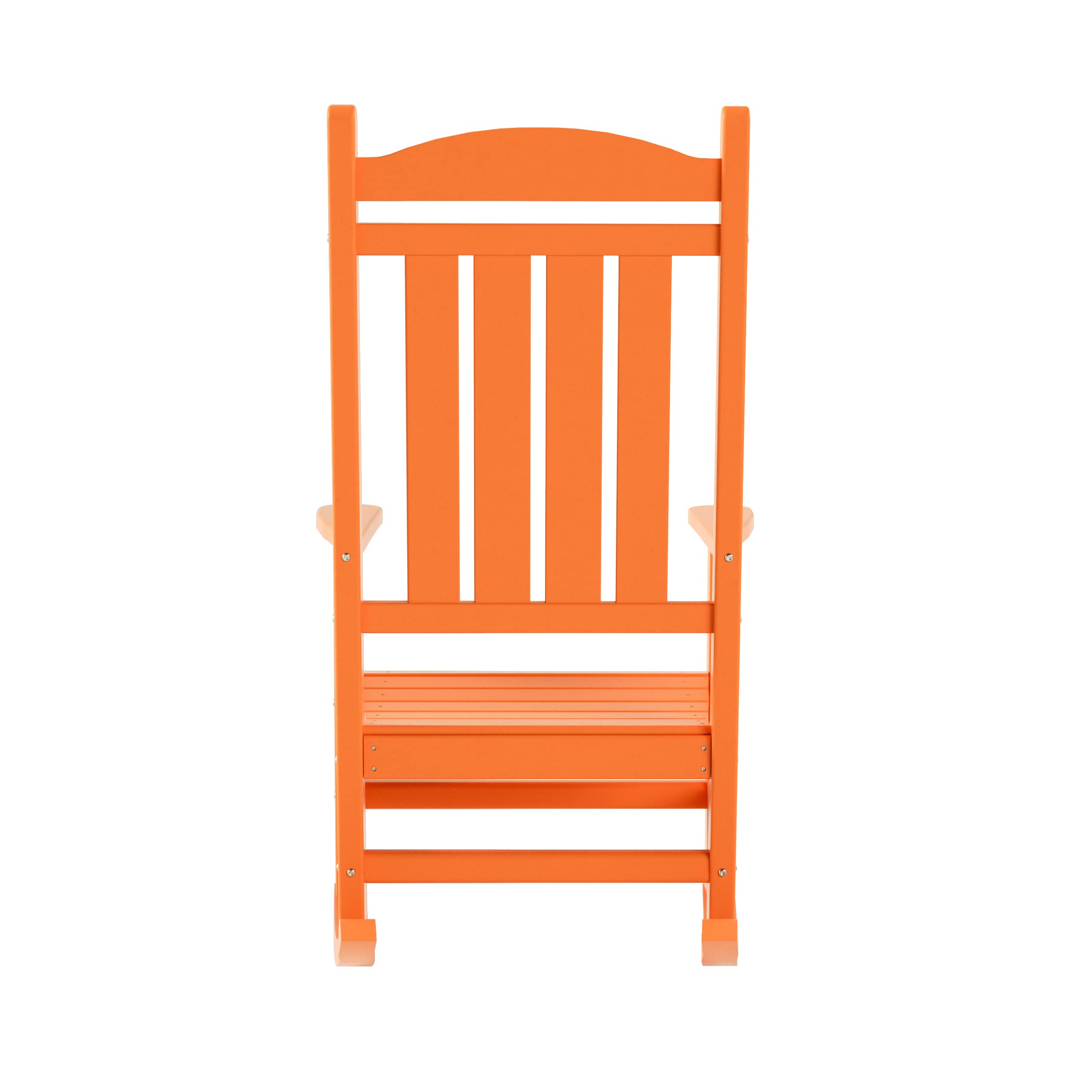 WO Home Furniture 3-Piece HDPE Outdoor Rocking Chair Set - Traditional Patio Rocking Chairs for Porch, Garden & Backyard (Orange) - Durable Weather-Resistant Outdoor Furniture for Relaxation & Leisure