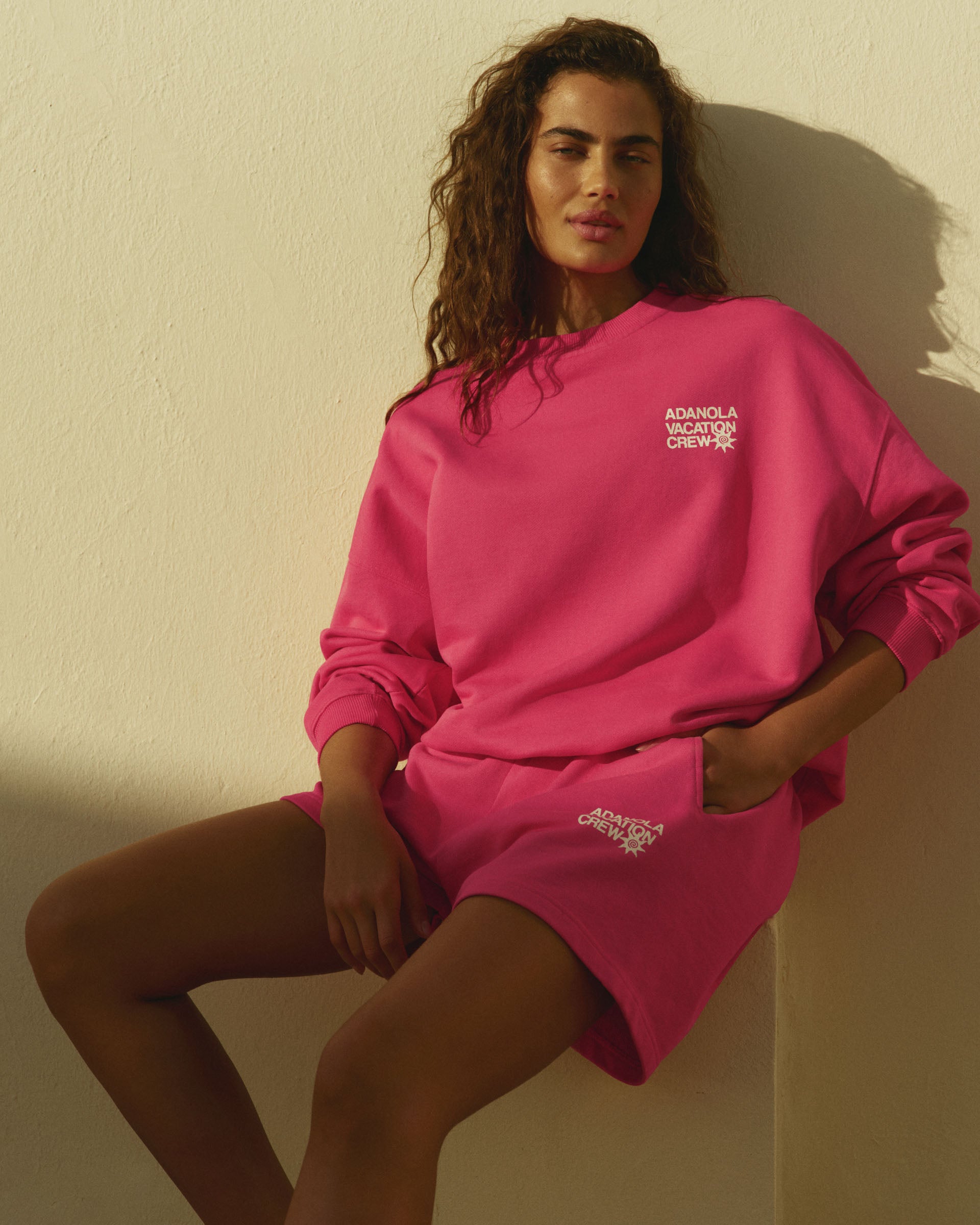 Vacation Sweat Shorts for Women - Hot Pink & Marshmallow White Comfy Lounge Shorts | Perfect for Summer Travel, Beach Getaways & Relaxing at Home