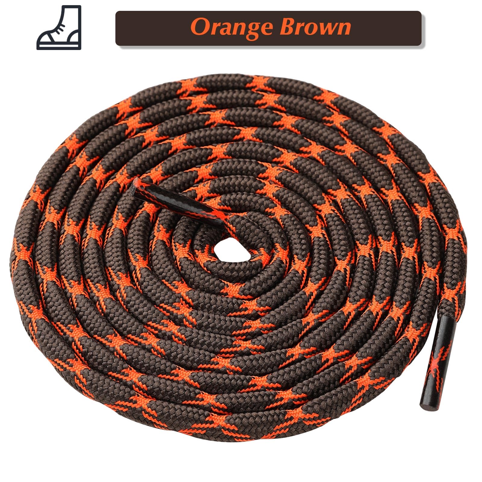 Stepace Wave Round Boot Laces [2 Pairs] - Heavy Duty Shoelaces for Work Boots & Hiking Shoes - Durable & Non-Slip Design for Outdoor Activities, Construction & Daily Wear