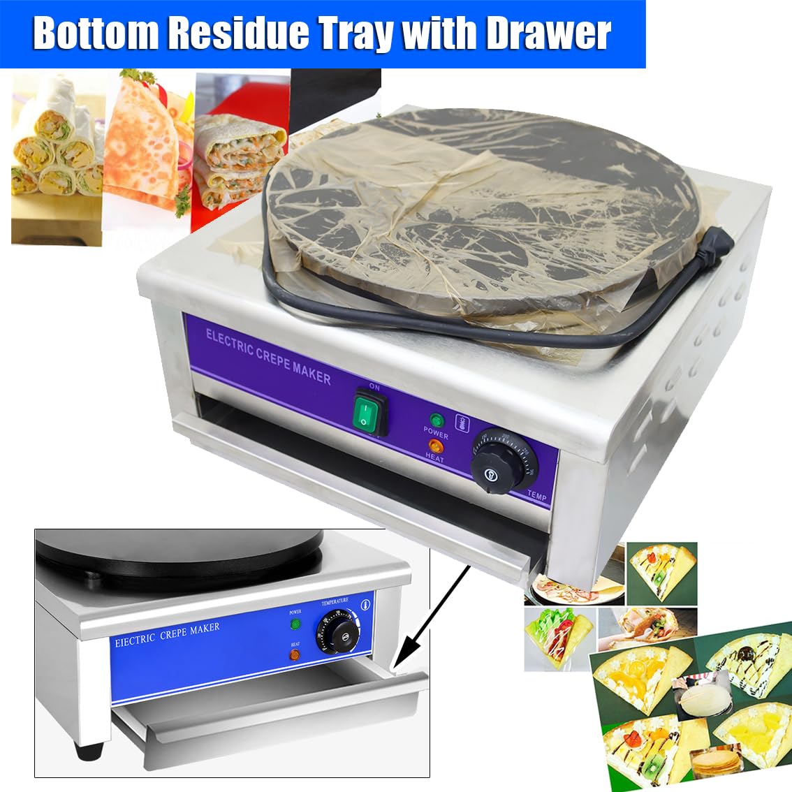INTBUYING Commercial Electric Crepe Maker - 16