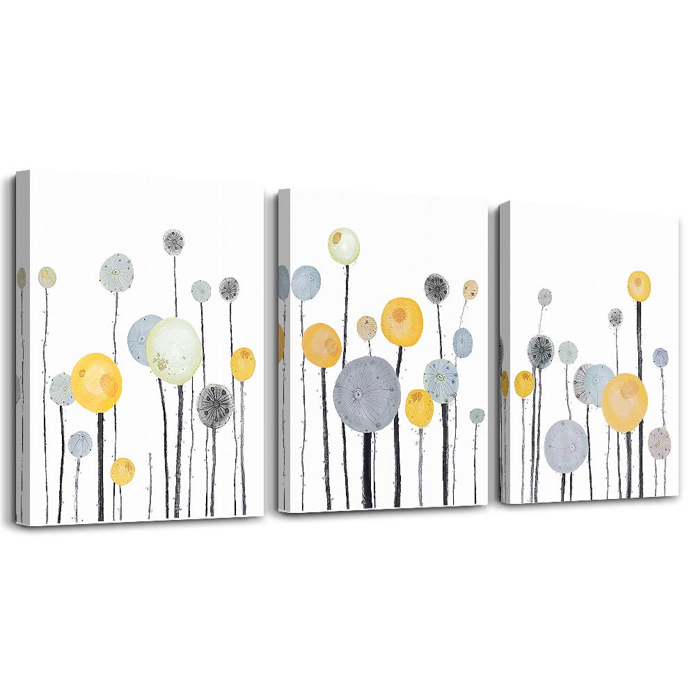 Abstract Watercolor Floral Canvas Wall Art Set of 3 - Framed Modern Home Decor for Living Room, Bedroom, Bathroom & Office - Perfect for Kitchen Wall Decor & Housewarming Gifts