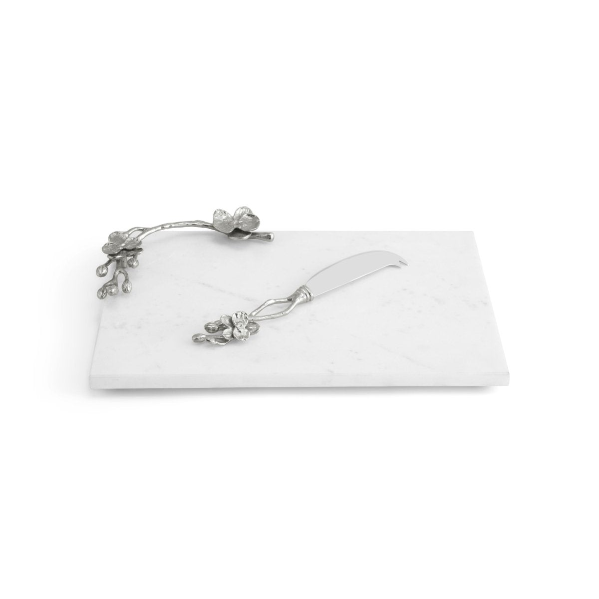 Premium White Orchid Cheese Board Set with Stainless Steel Knife - Elegant Serving Tray for Wine Parties, Charcuterie & Entertaining Guests