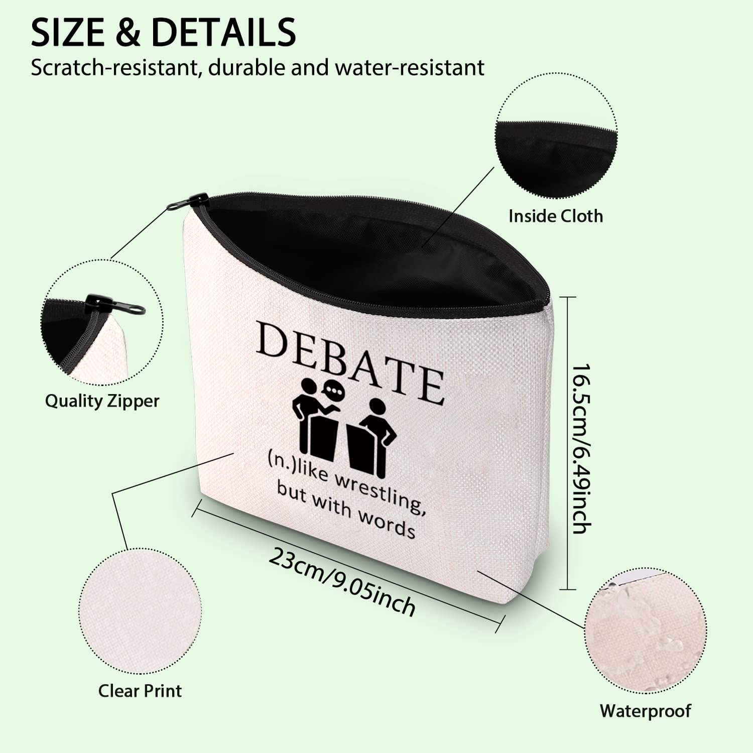 FOTAP Debater Survival Kit - Debate Team Cosmetic Bag with Zipper Pouch, Makeup Organizer & Master Debater Gift - Perfect for Debate Tournaments, School Competitions & Speech Events