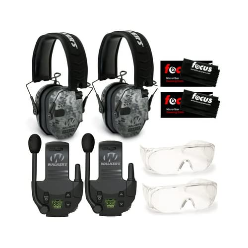 Walker's Razor Slim Electronic Shooting Earmuffs 2-Pack - Noise Cancelling Hearing Protection with Walkie Talkie Communication & OTG Safety Glasses - Perfect for Hunting, Shooting Range, Construction and Industrial Work