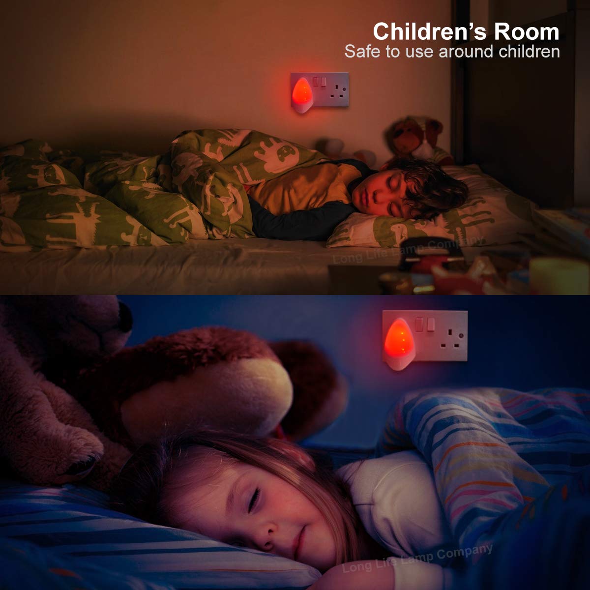 Automatic LED Night Light Plug in - Red Dusk to Dawn Sensor, Energy Saving Night Light for Hallway, Bathroom, Bedroom, Stairs & Nursery
